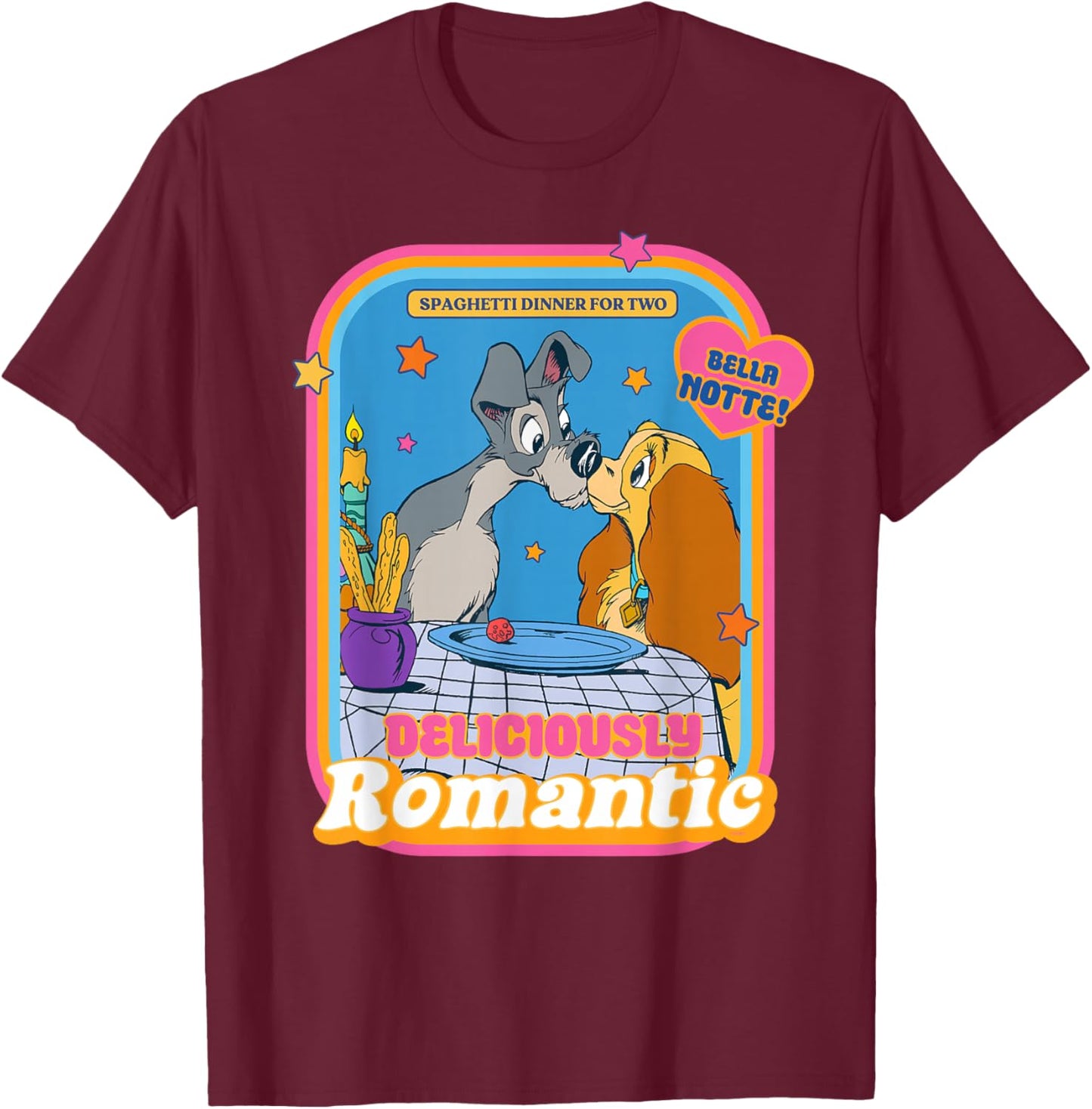 Disney Lady and The Tramp Deliciously Romantic T-Shirt - T-Shirt | Maroon