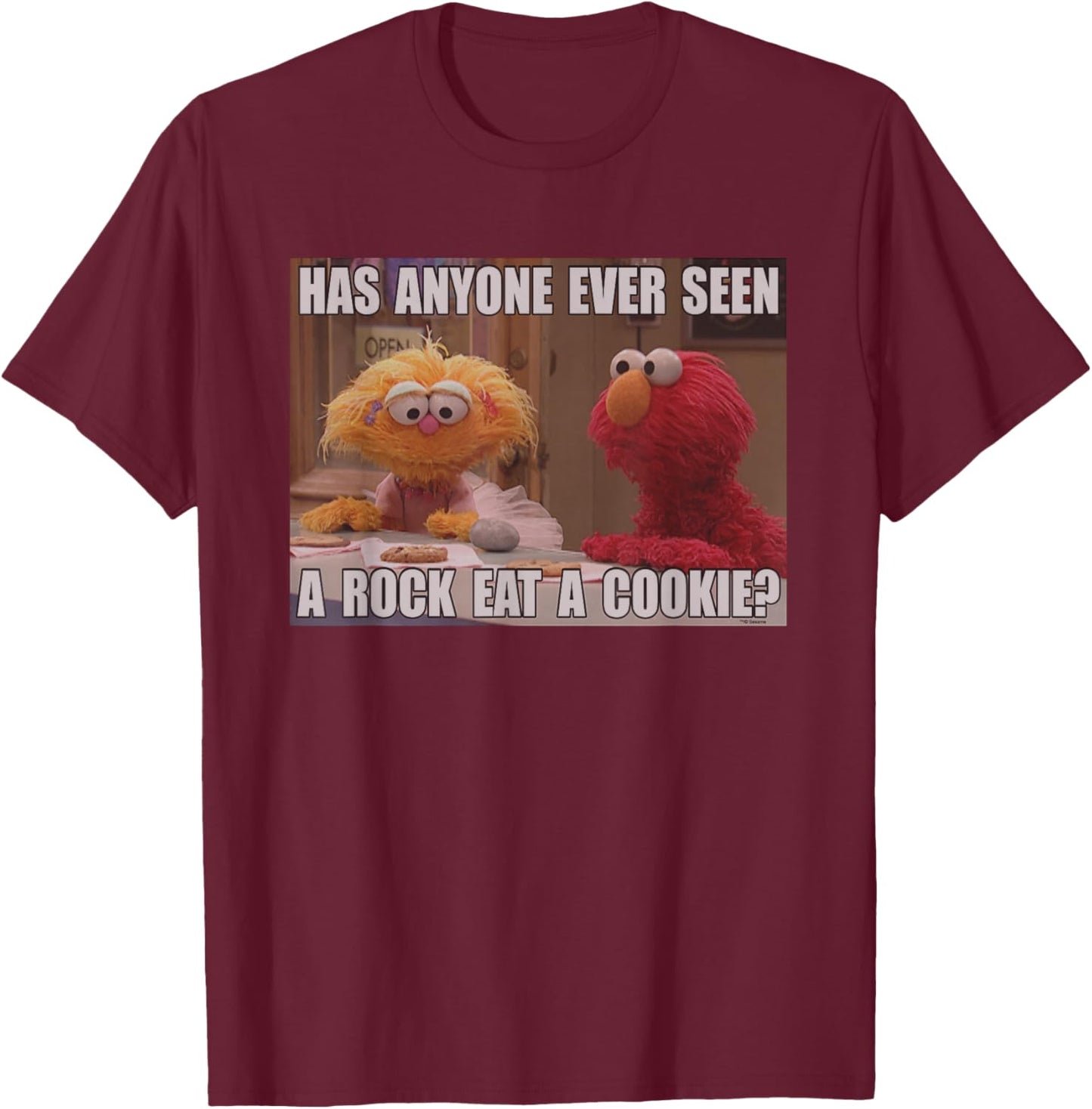 Sesame Street Rock Eat A Cookie T-Shirt - T-Shirt | Maroon