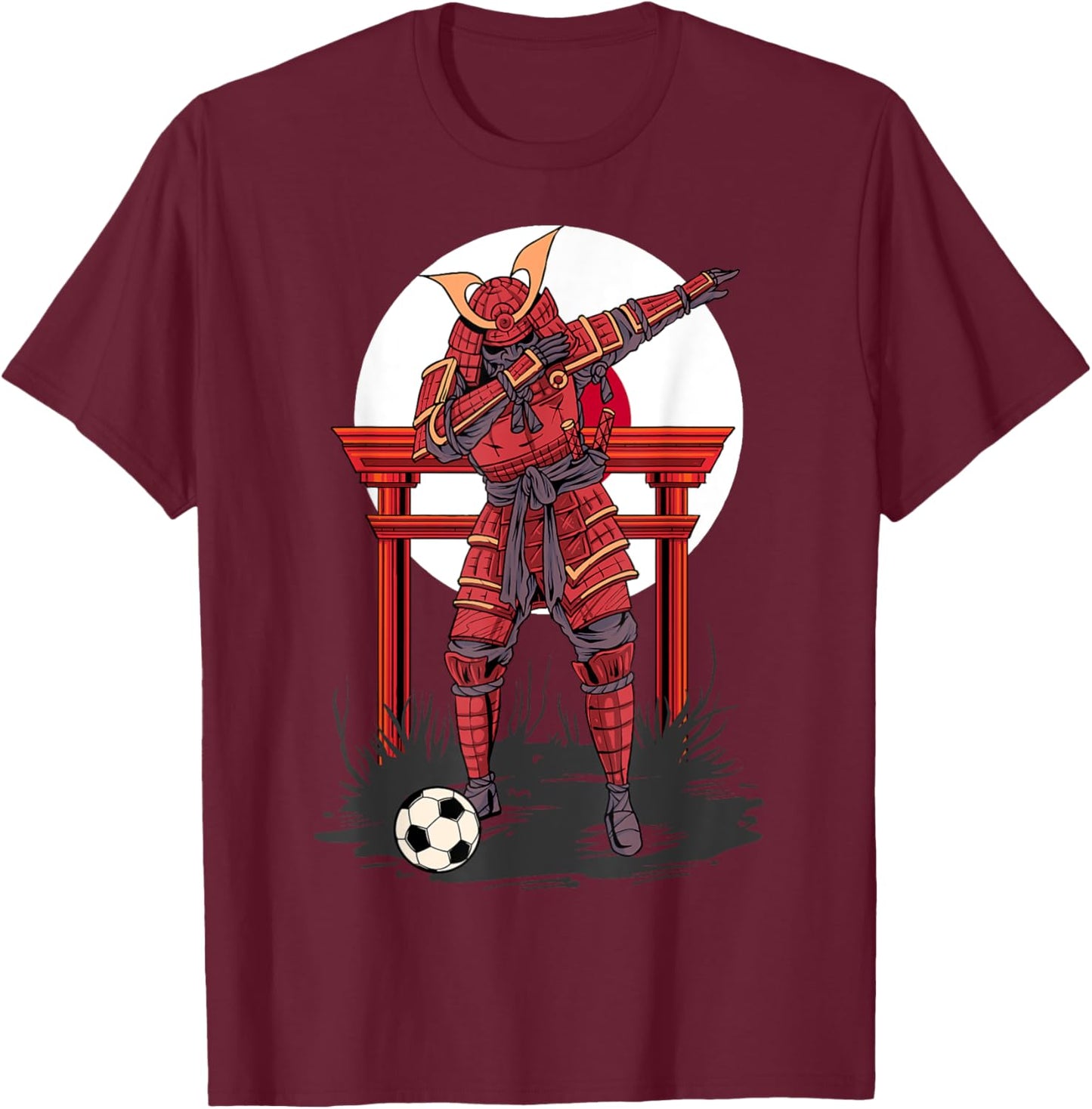 Dabbing Samurai Soccer Dab Football Funny Japanese Warrior T-Shirt - T-Shirt | Maroon