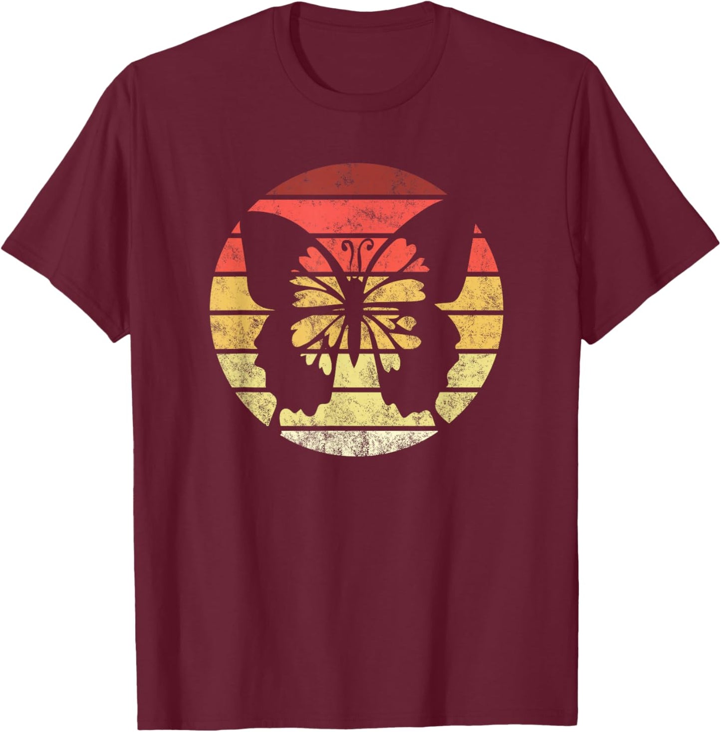 Butterfly Retro Style Vintage T-Shirt - T-Shirt | Maroon