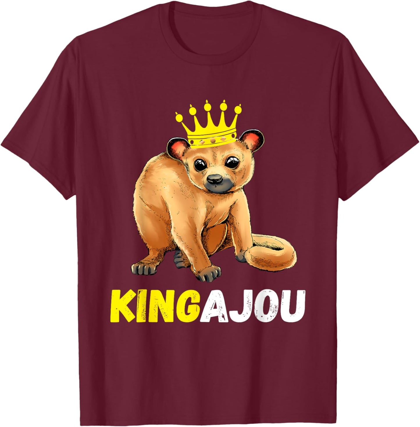 Kinkajou King Crown Throne Prehensile Animal Night Ape T-Shirt - T-Shirt | Maroon