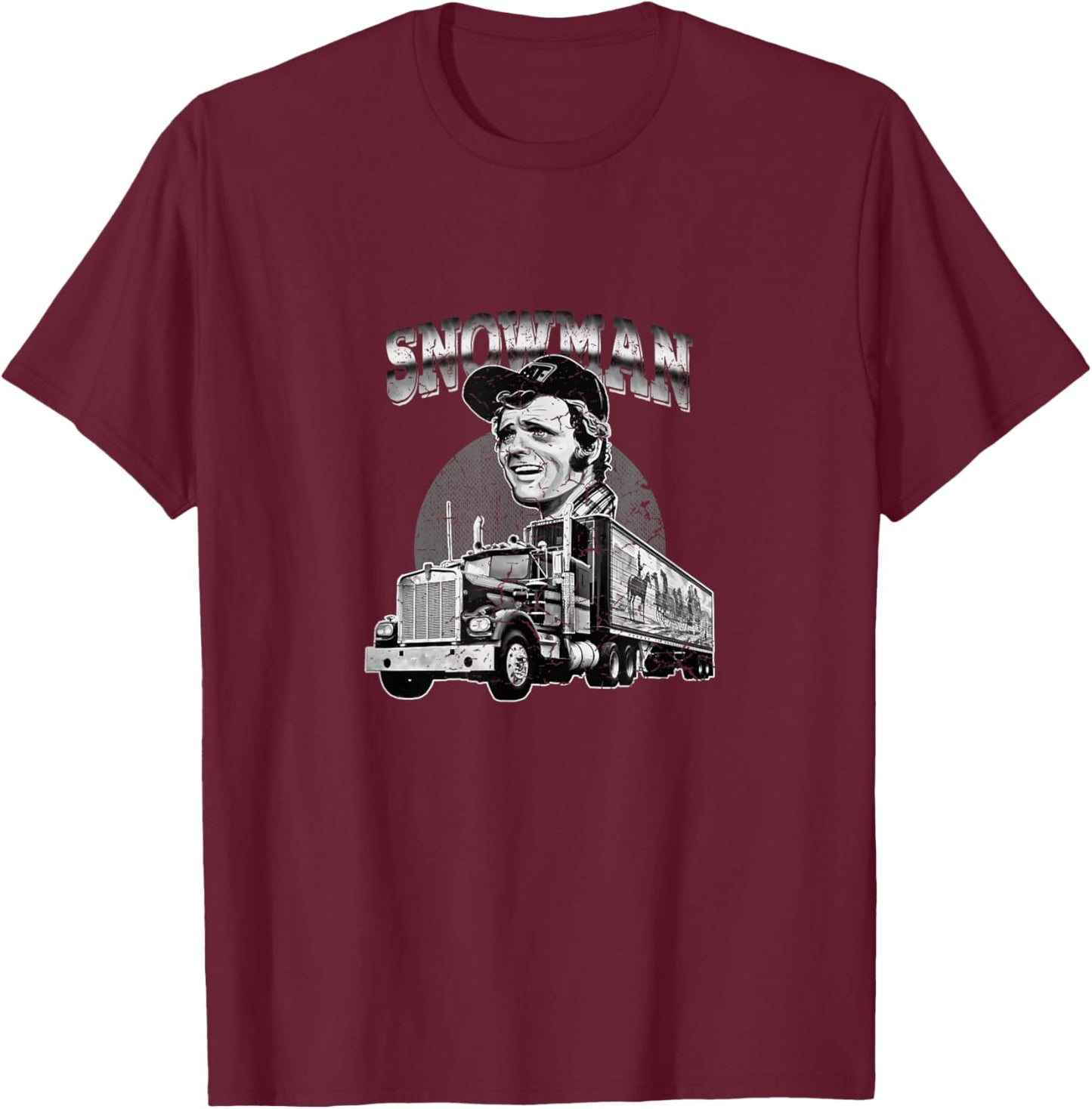 70s Retro Snowman Truck 1970s vintage retro grey T-Shirt - T-Shirt | Maroon