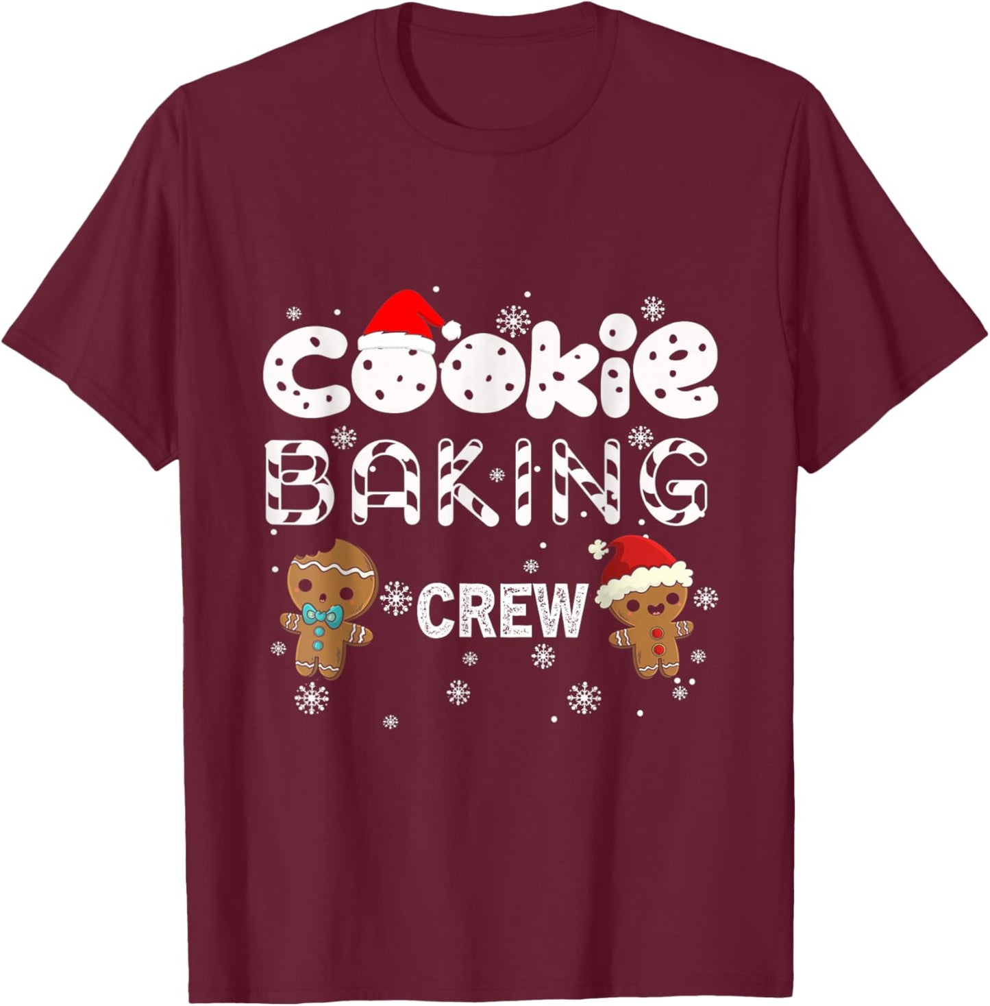 Cookie Baking Crew Gingerbread Christmas Costume Pajamas T-Shirt - T-Shirt | Maroon