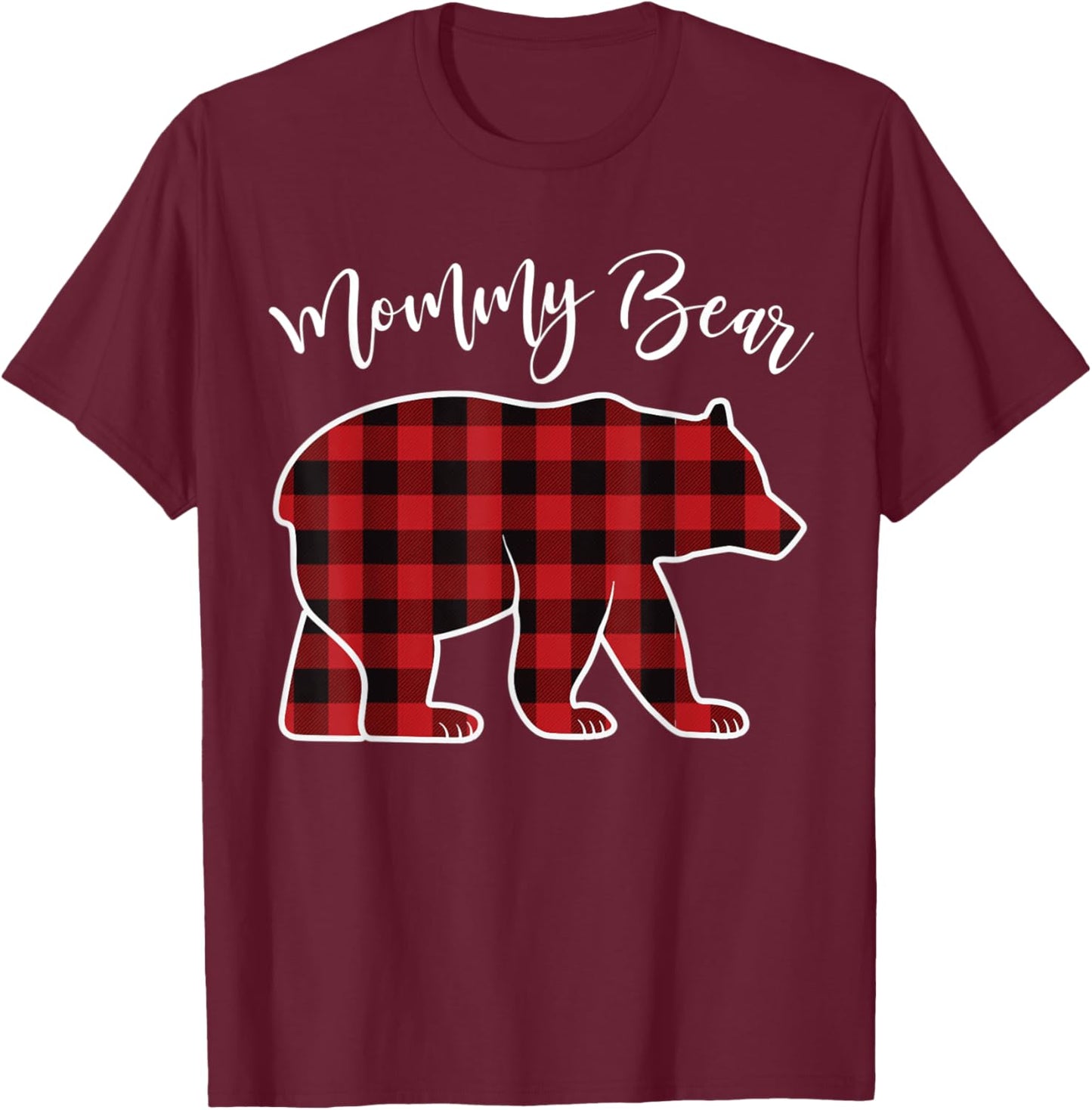 Mommy Bear Pajama Red Buffalo Xmas Funny Family Christmas T-Shirt - T-Shirt | Maroon
