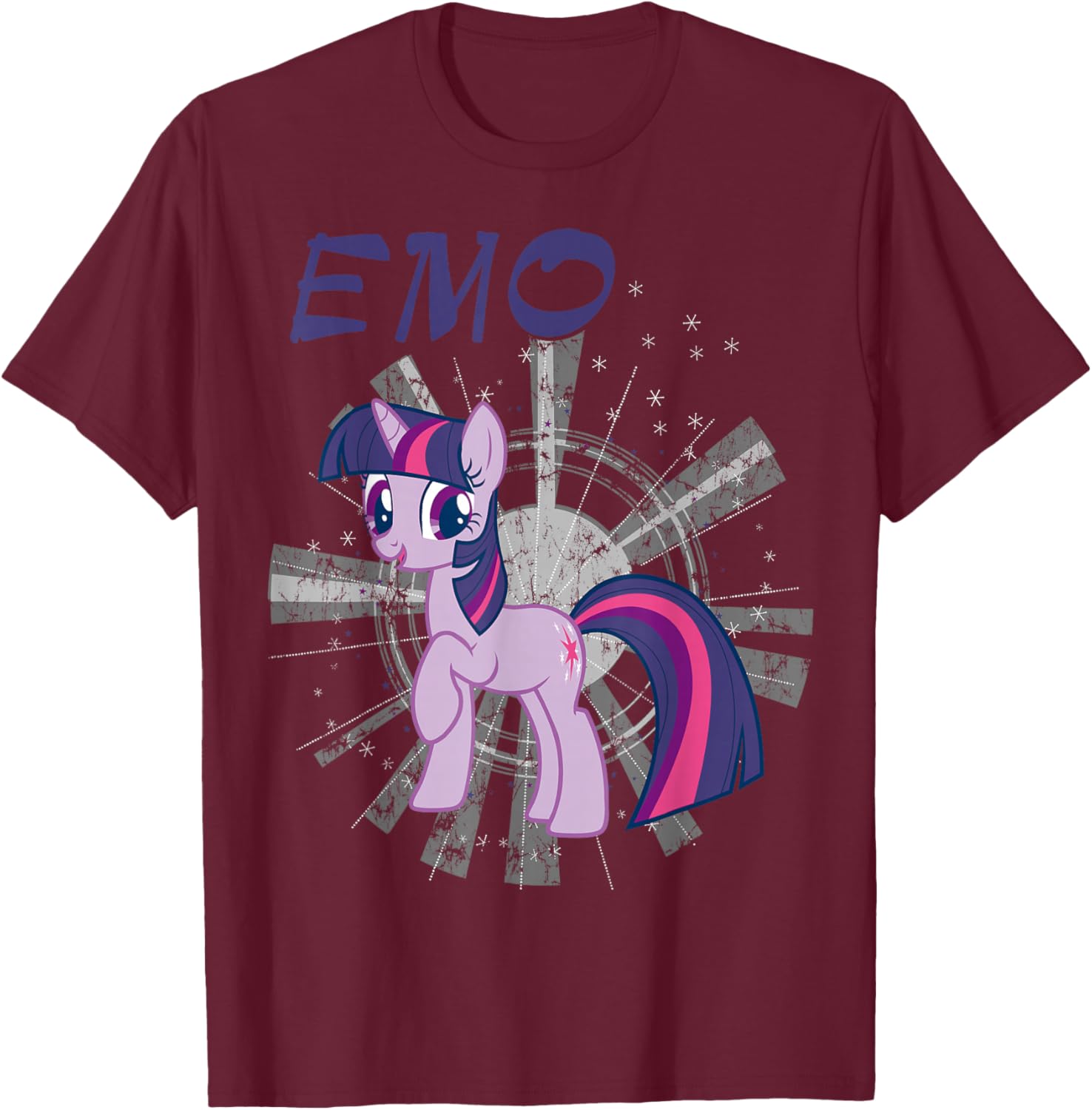 Emo Retro Style Rainbow Dash Fluttershy Rarity Art T-Shirt - T-Shirt | Maroon