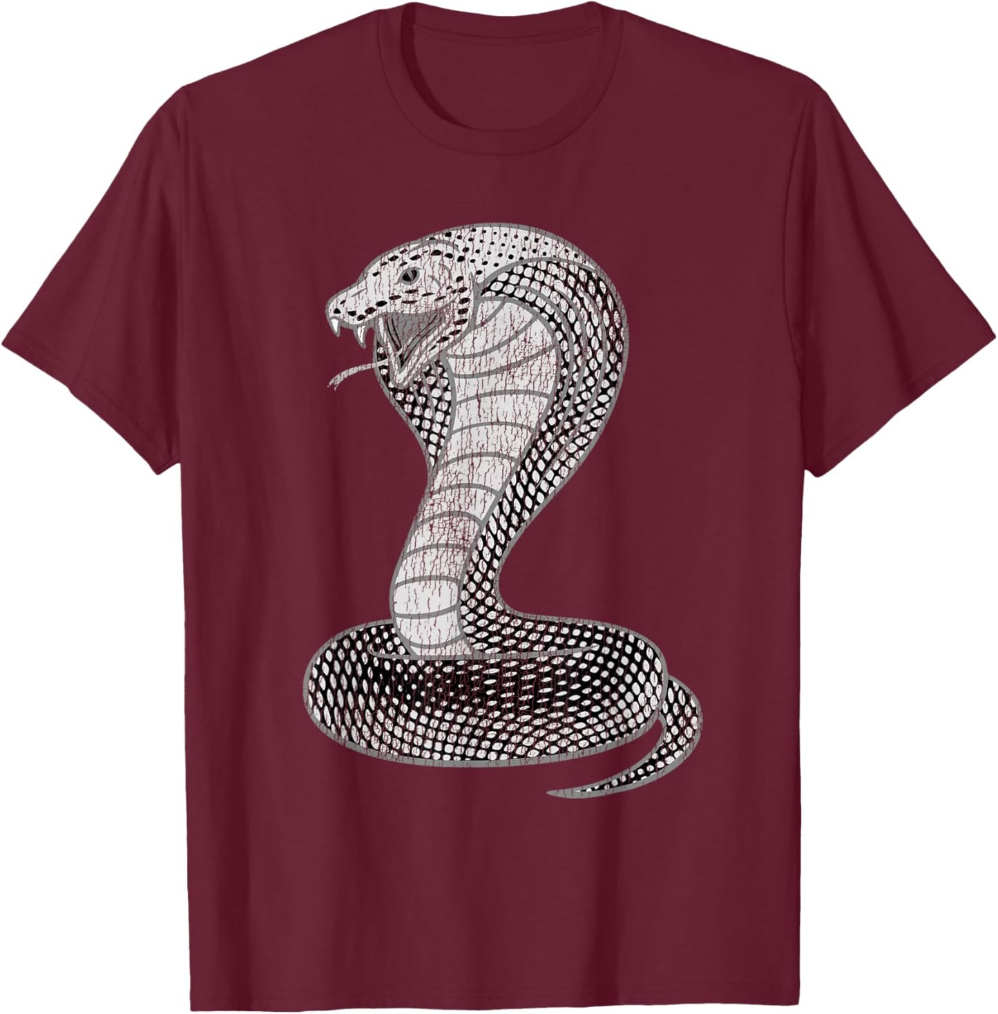 Vintage Distressed King Cobra Power Snake Muscle Car Karate T-Shirt - T-Shirt | Maroon