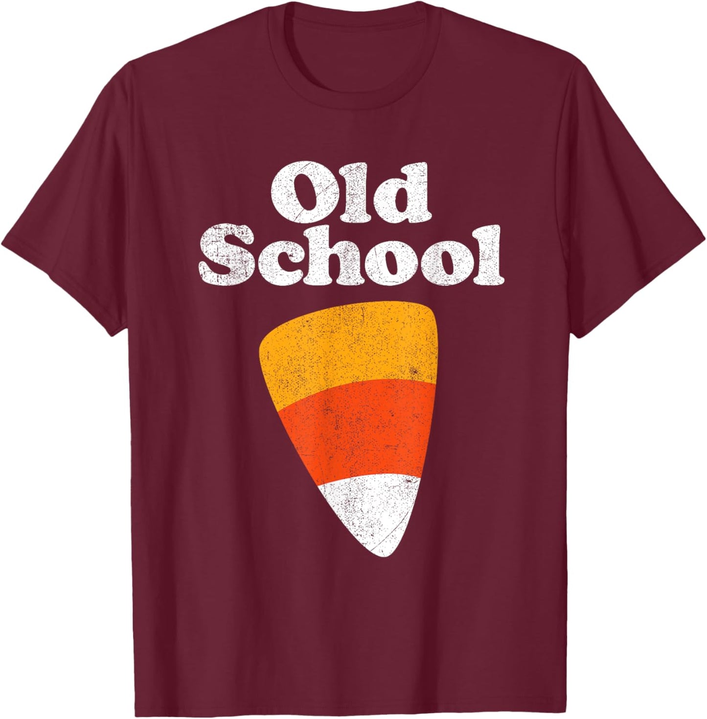 Old School Halloween Candy Corn Funny 70's 80's Costume T-Shirt - T-Shirt | Maroon