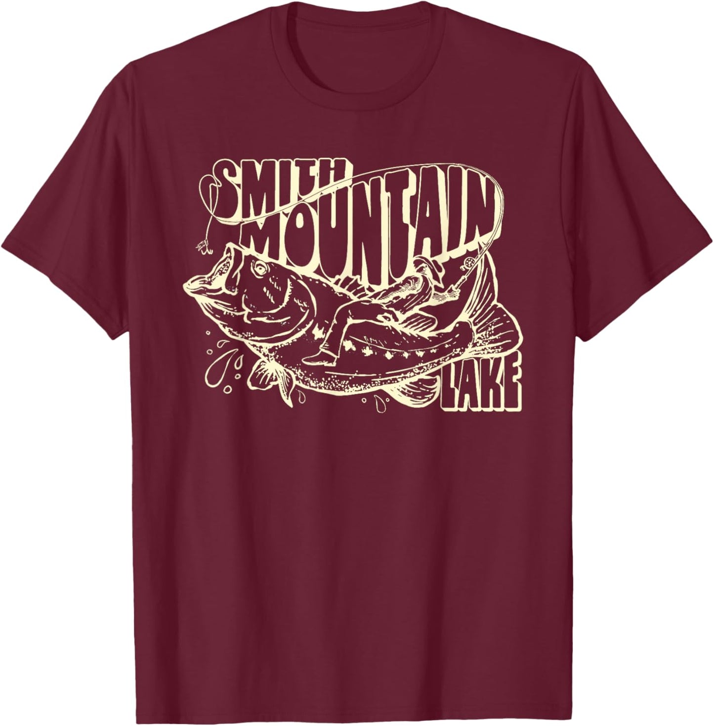 Smith Mountain Lake Virginia Striped Bass Fishing Rodeo T-Shirt - T-Shirt | Maroon