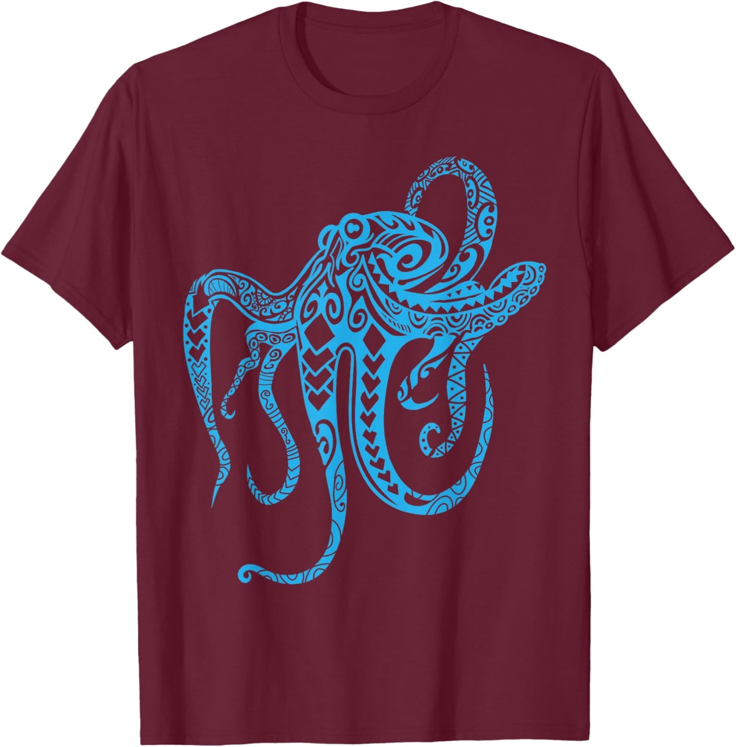 Tribal Octopus Shirt - Polynesian Tribal Shirt - Octopus T-Shirt - T-Shirt | Maroon