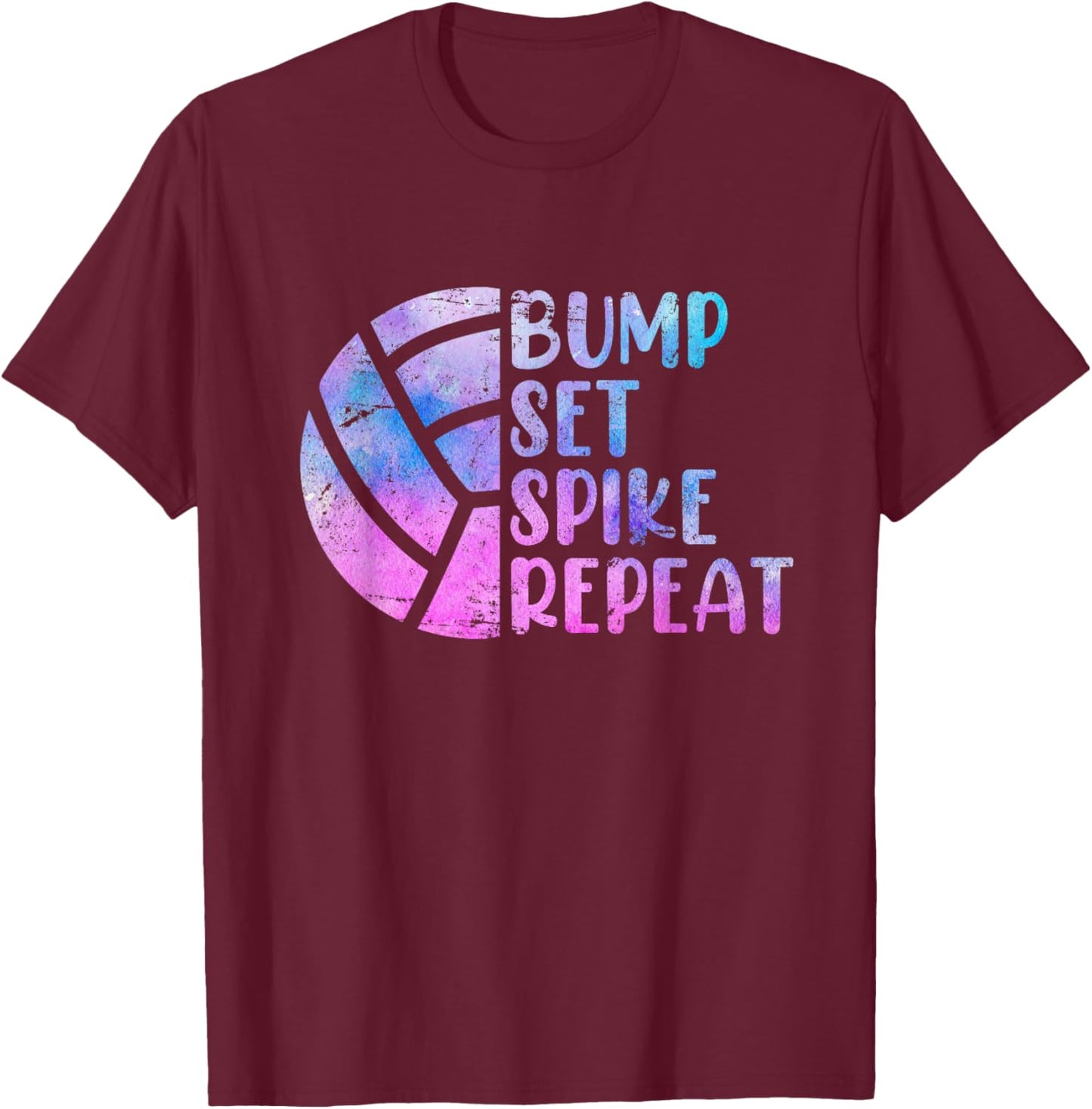 Volleyballer Bump Set Spike Repeat Volleyball T-Shirt - T-Shirt | Maroon