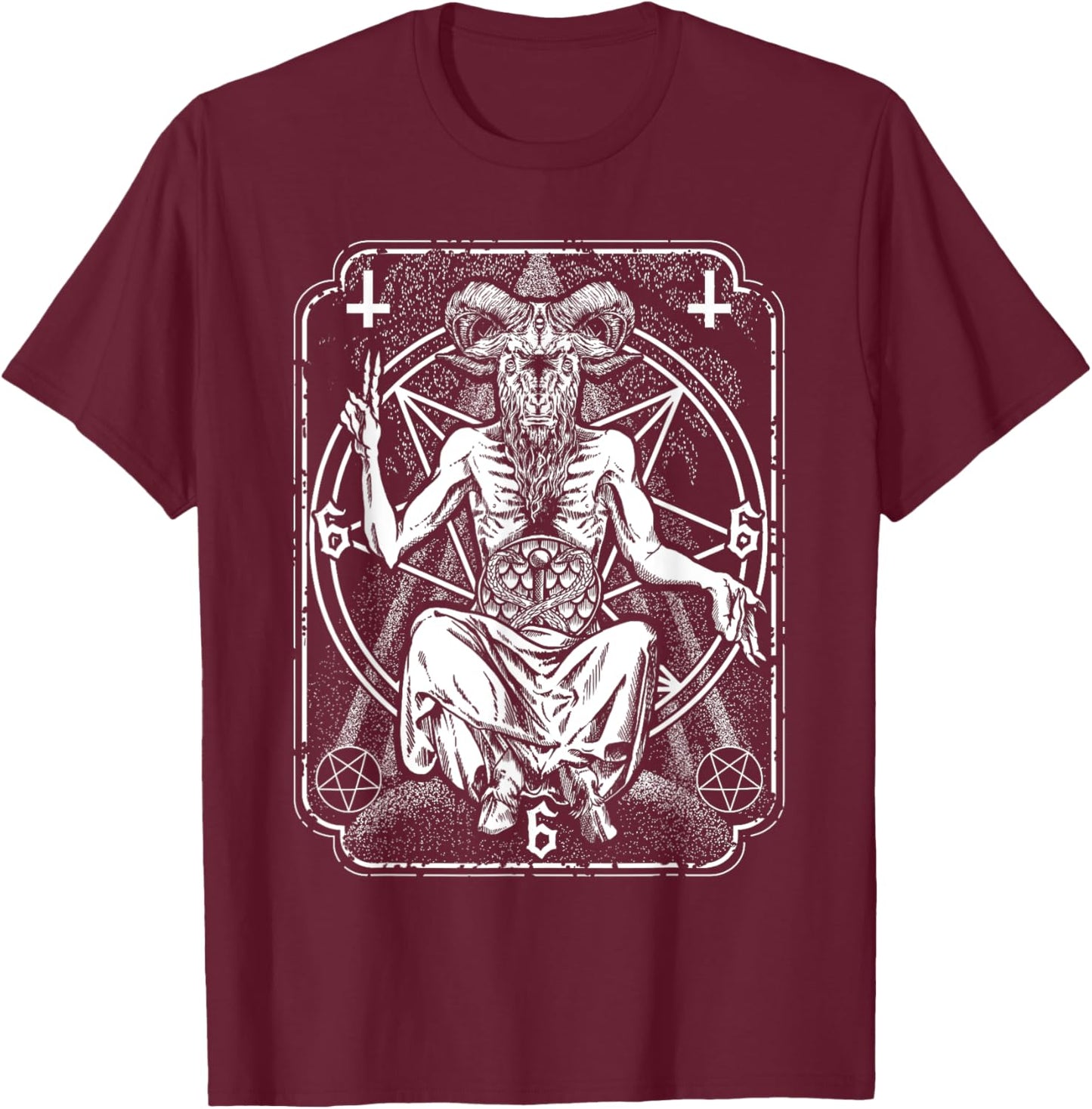 Baphomet Tarot Card Devil Evil Occult T-Shirt - T-Shirt | Maroon