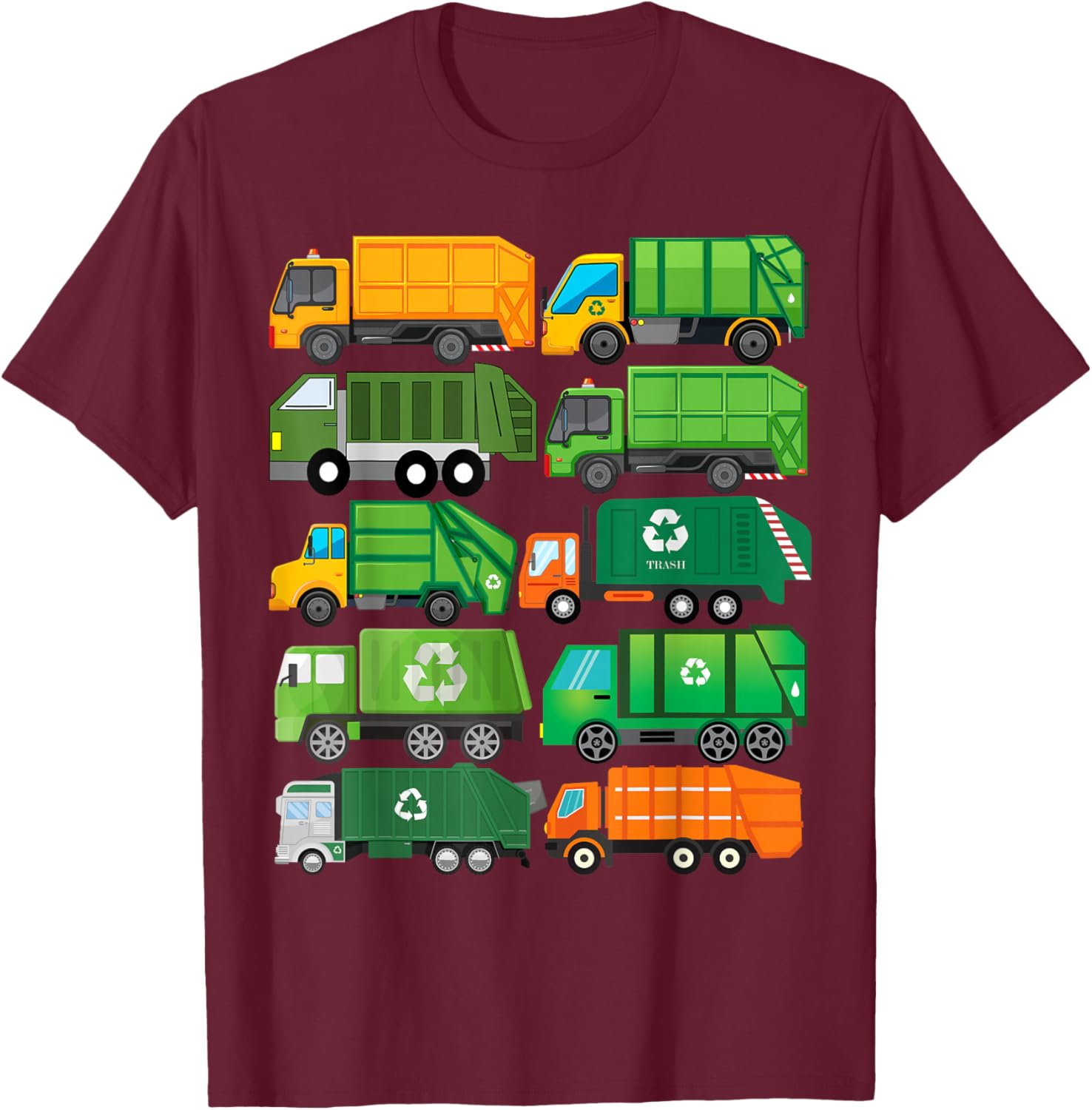 Garbage Truck Recycling Day Trash Waste Separation Birthday T-Shirt - T-Shirt | Maroon
