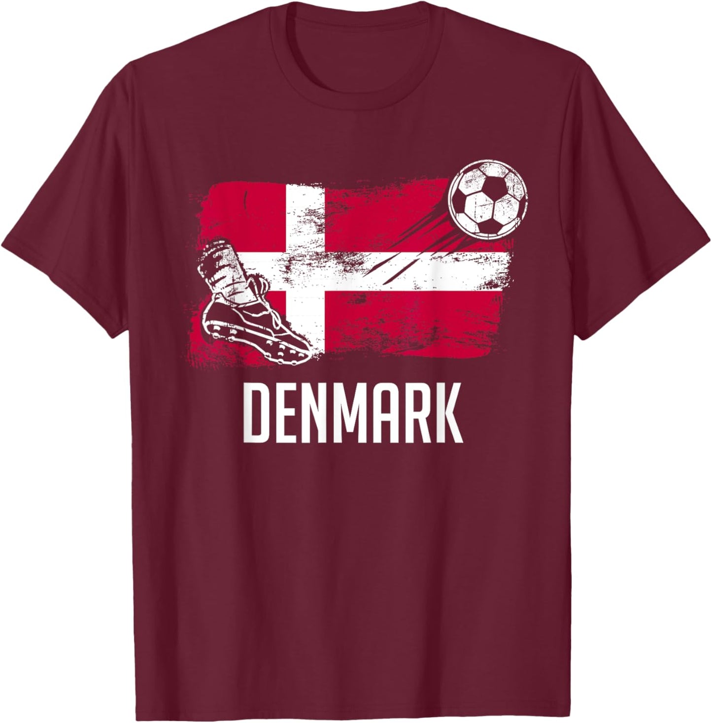 Denmark Flag Jersey Danish Soccer Team Danish T-Shirt - T-Shirt | Maroon