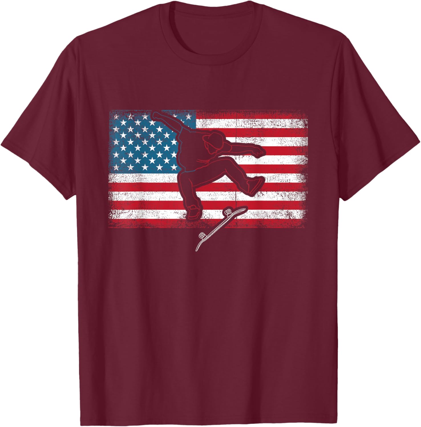 Retro Skateboarder Skateboard Skateboarding Skater T-Shirt - T-Shirt | Maroon