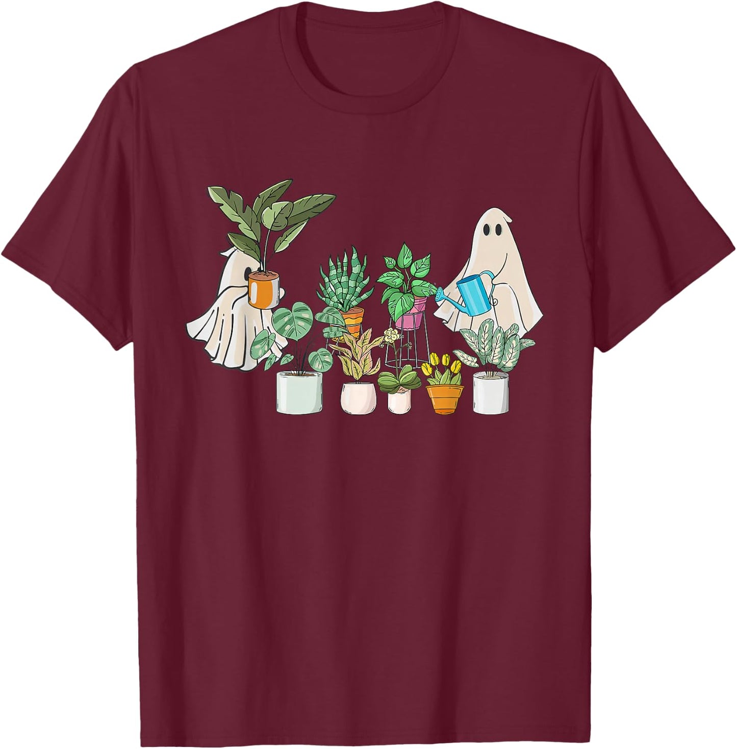 Ghost Ghostly Gardening Plant Retro Halloween Costume T-Shirt - T-Shirt | Maroon