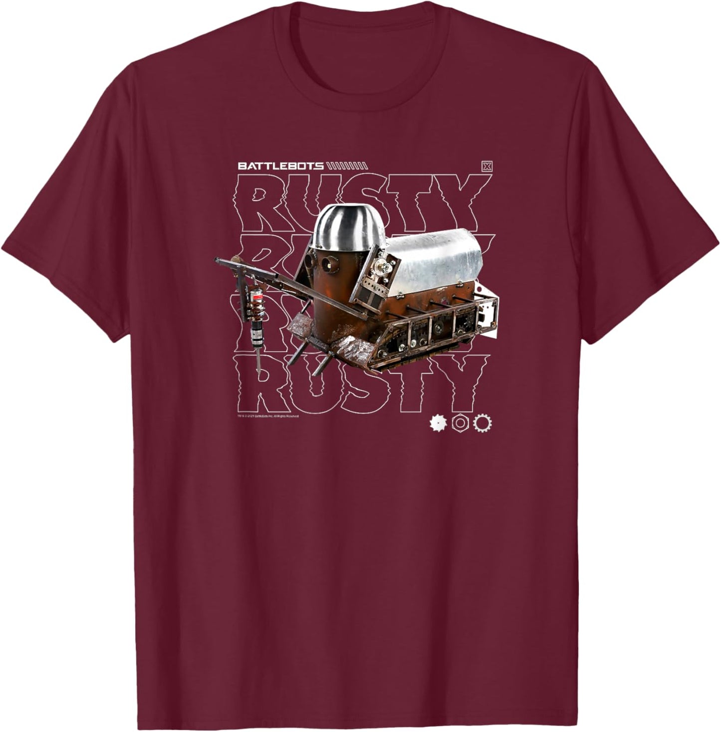 BattleBots Rusty Robot Text Stack T-Shirt - T-Shirt | Maroon