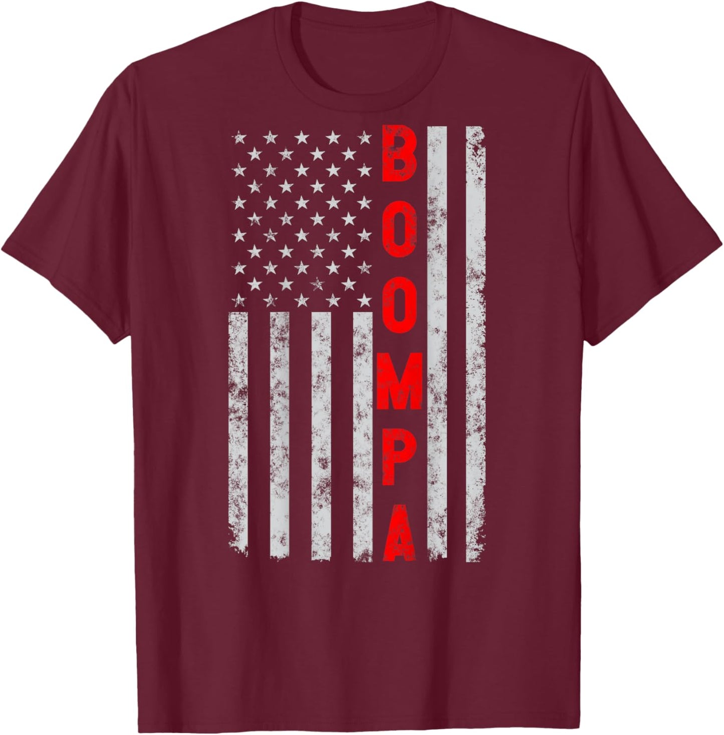 Boompa Fathers Day Vintage Patriotic Grandpa American Flag T-Shirt - T-Shirt | Maroon