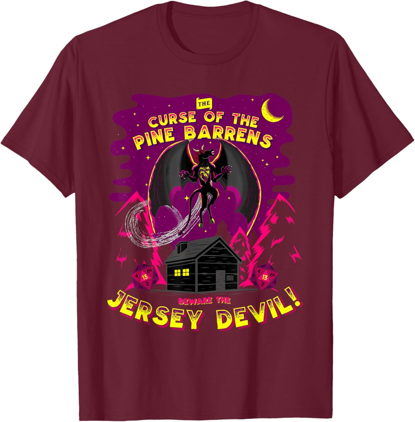 Epic Curse of the Jersey Devil Cryptids of New Jersey T-Shirt - T-Shirt | Maroon