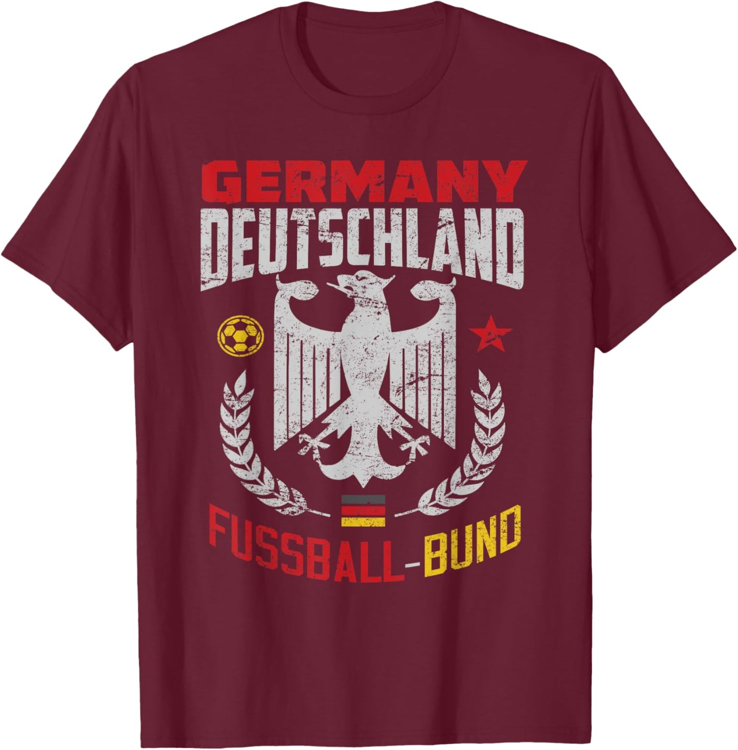 German Football Flag for Germany Germans Soccer Fans T-Shirt - T-Shirt | Maroon