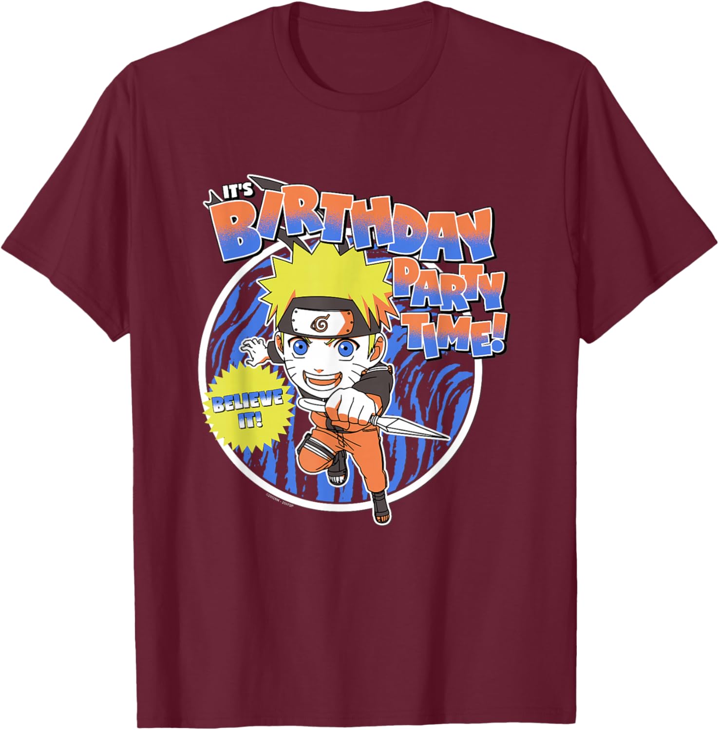Naruto Shippuden Birthday Party Anime T-Shirt - T-Shirt | Maroon