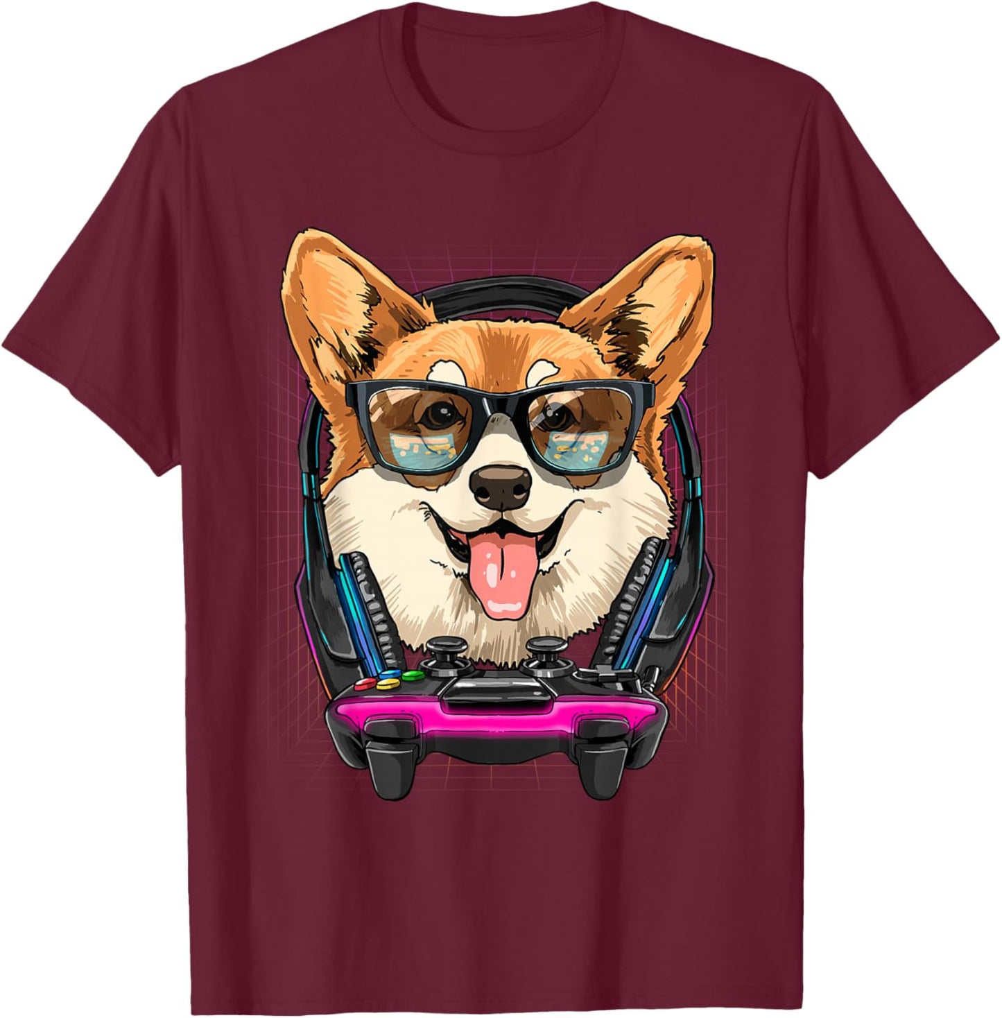 Gaming Corgi Video Gamer Player Dog Lover T-Shirt - T-Shirt | Maroon