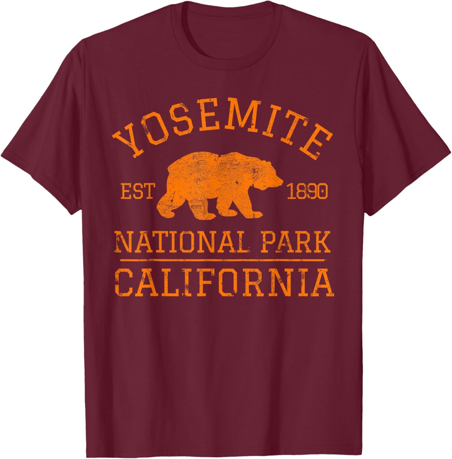 Yosemite National Park California Bear Hiking Outdoors T-Shirt - T-Shirt | Maroon