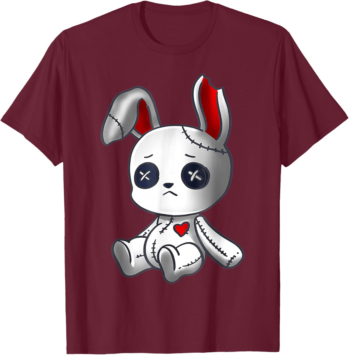 Goth Bunny Shirt Cute Creepy Emo Clothes Kawaii Bunny T-Shirt - T-Shirt | Maroon