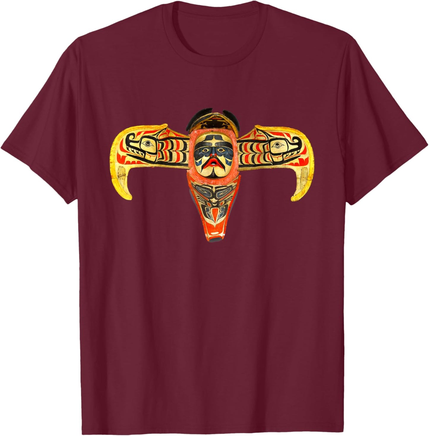 Northwest Thunderbird Mask Native American Indian Totem Gift T-Shirt - T-Shirt | Maroon