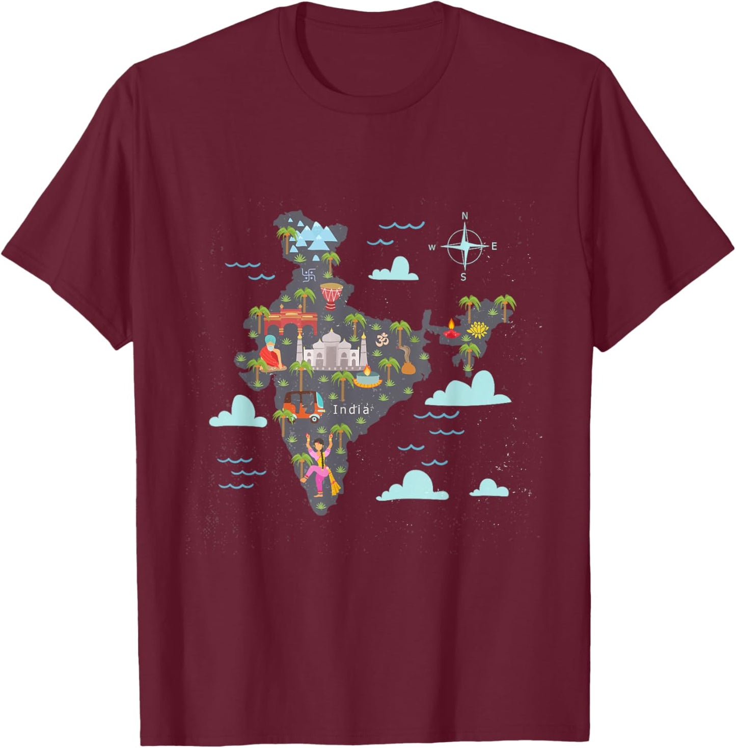 Proud Indian Map Flag India Lover India T-Shirt - T-Shirt | Maroon