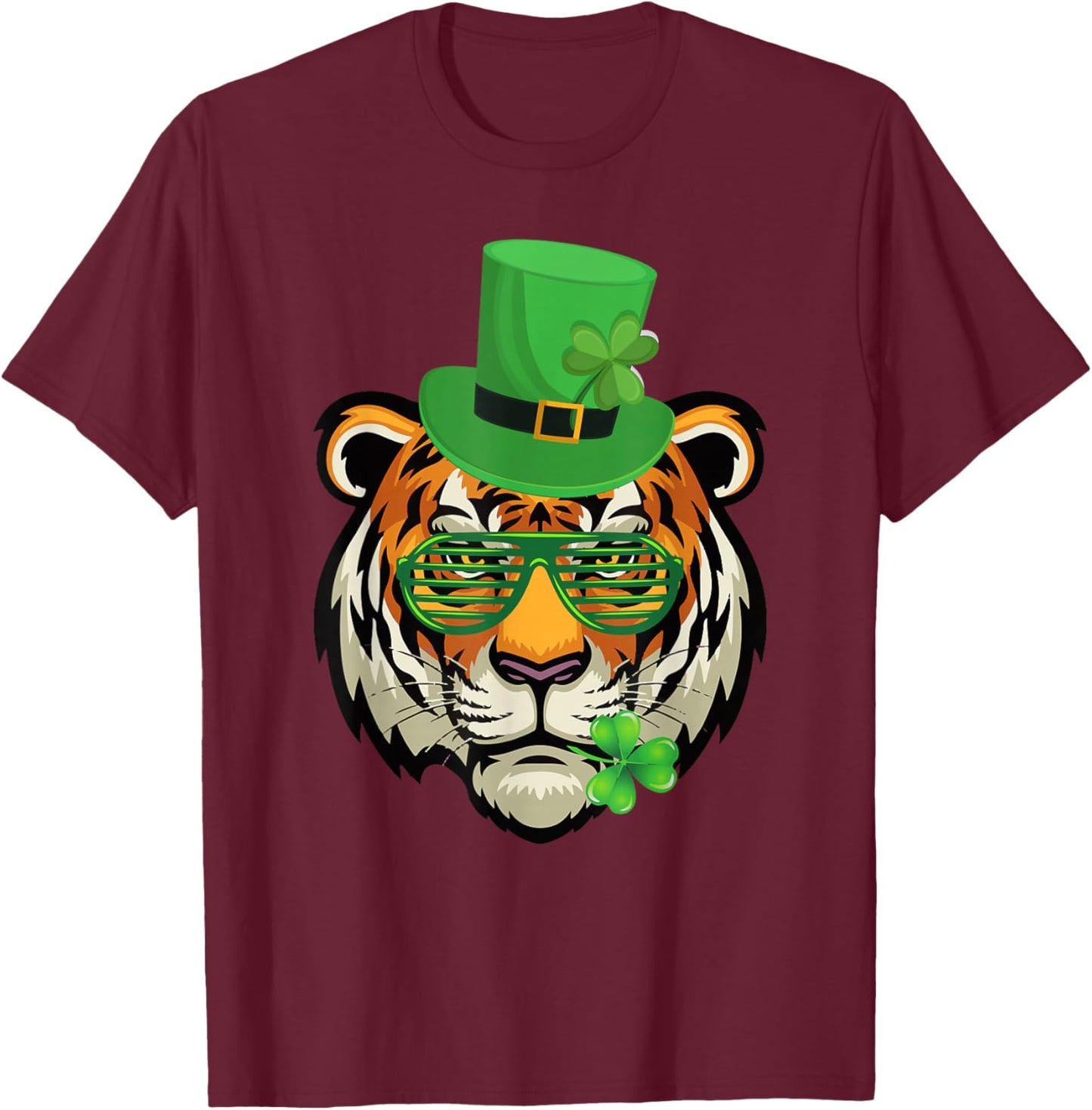 Tiger Leprechaun St Patricks Day T-Shirt - T-Shirt | Maroon