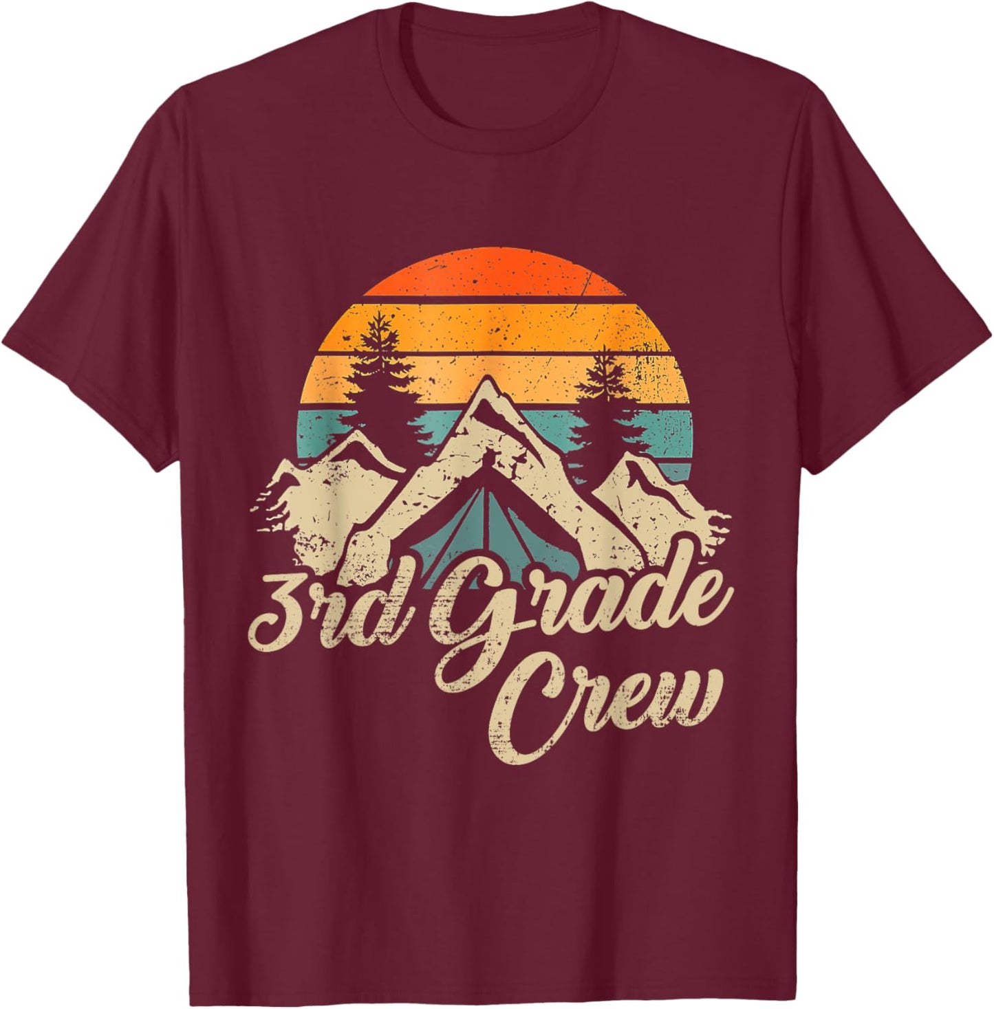 3rd Grade Crew back to school after camping trip love camp T-Shirt - T-Shirt | Maroon