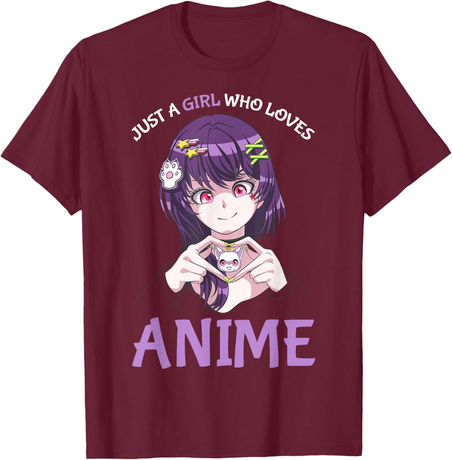 Just A Girl Who Loves Anime Teenage Girls Merch Stuff T-Shirt - T-Shirt | Maroon