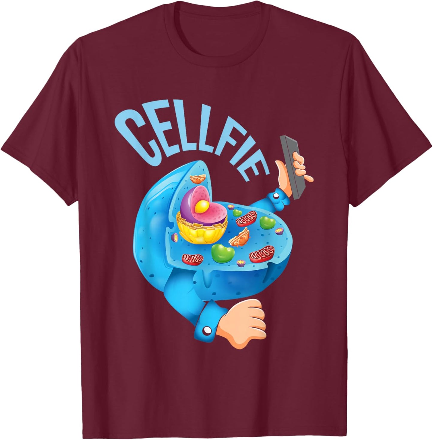 Cellfie - Funny Biologist Biology Student Cell Science T-Shirt - T-Shirt | Maroon
