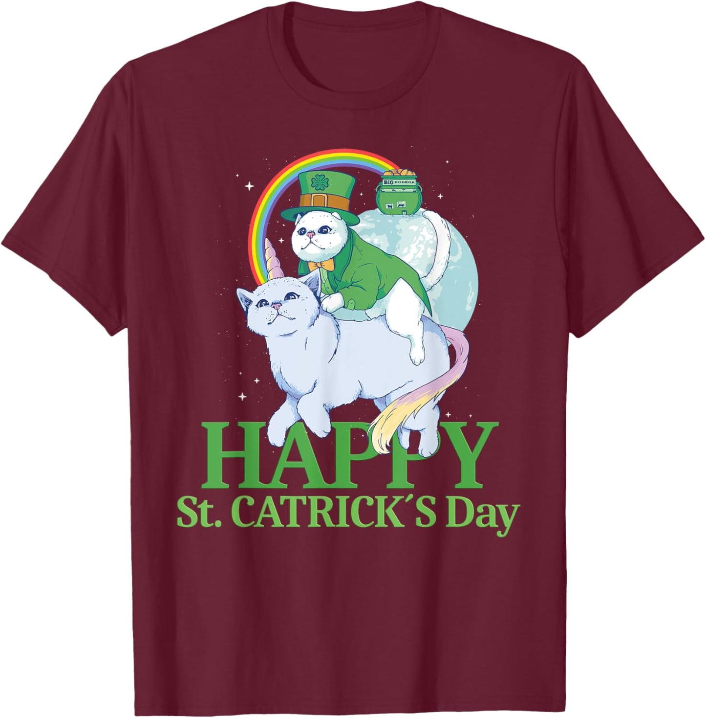 Funny Irish Unicorn Gift Cat St. Patricks Day T-Shirt - T-Shirt | Maroon
