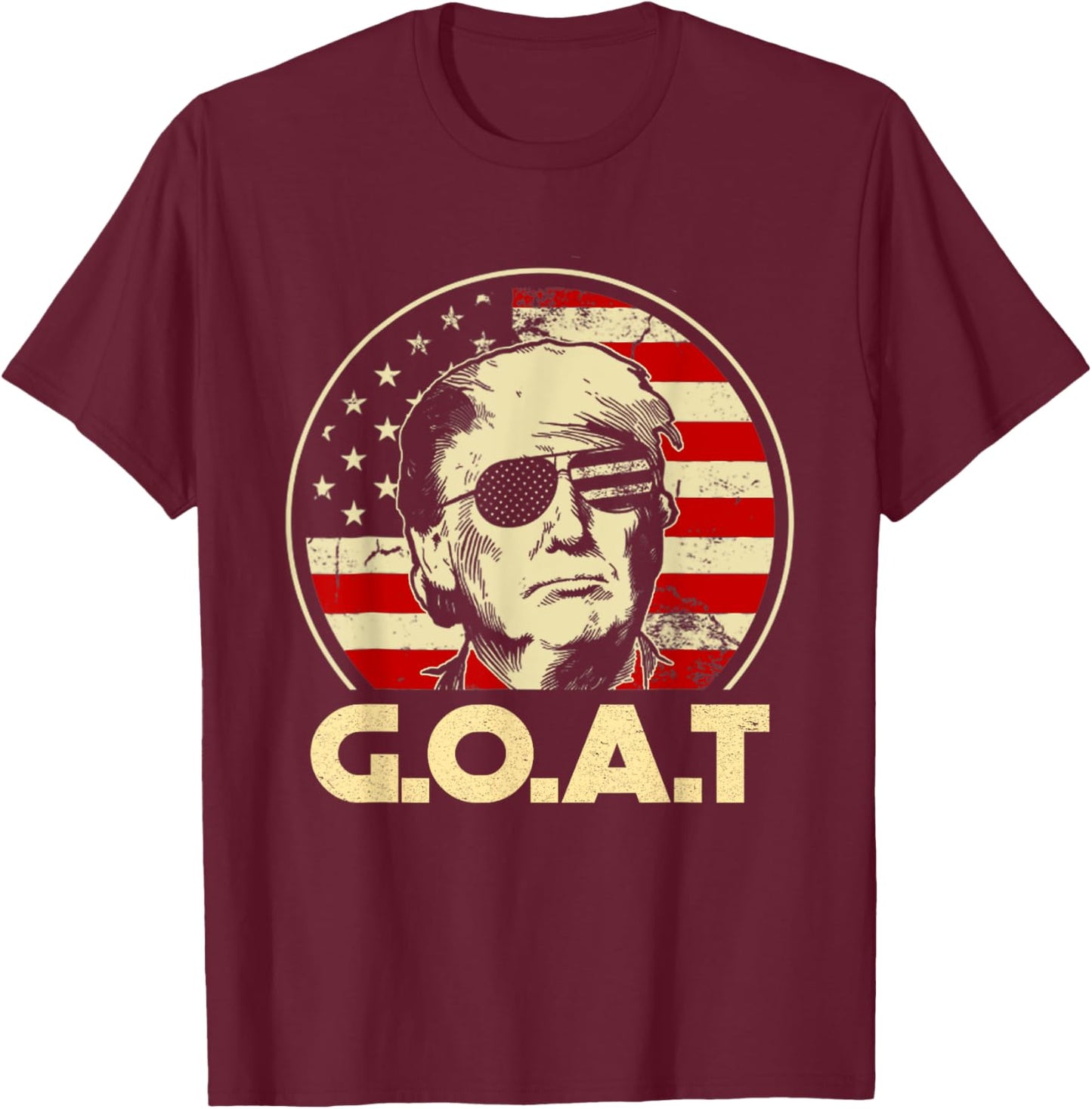 Trump GOAT 45th Presidential Circle Back Election 2024 T-Shirt - T-Shirt | Maroon
