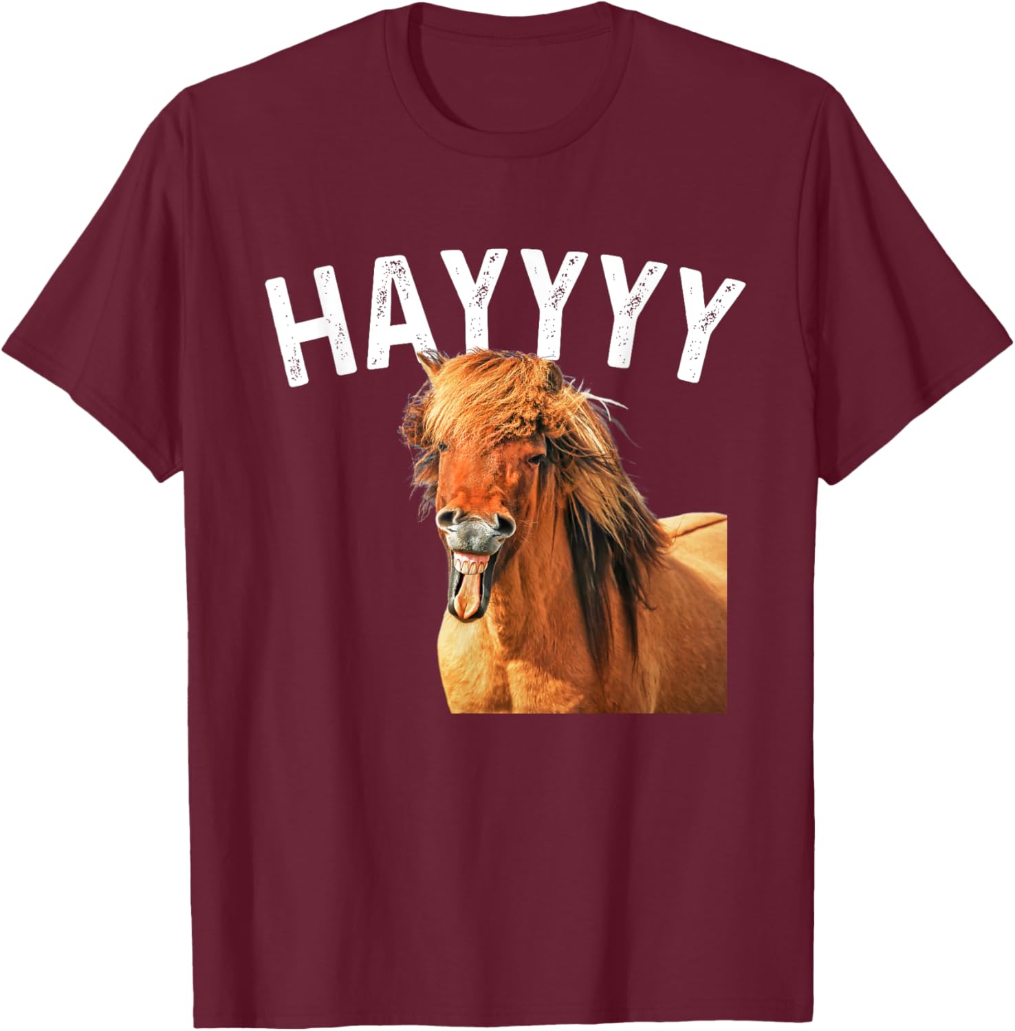 Hayyyy Funny Horse Graphic Women Kids T-Shirt - T-Shirt | Maroon