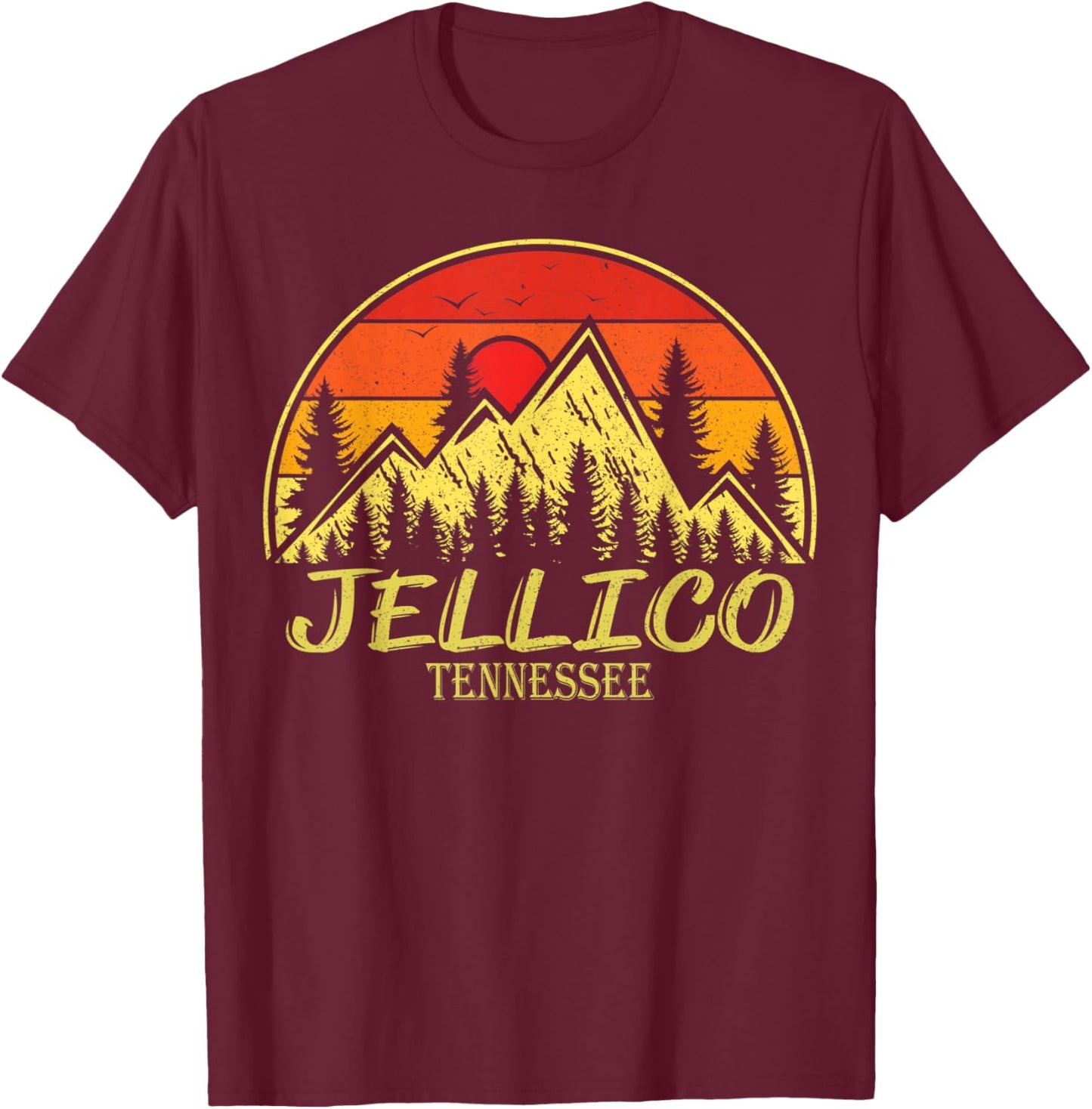 Vintage Jellico Tennessee TN Mountains Hike Hiking Souvenir T-Shirt - T-Shirt | Maroon