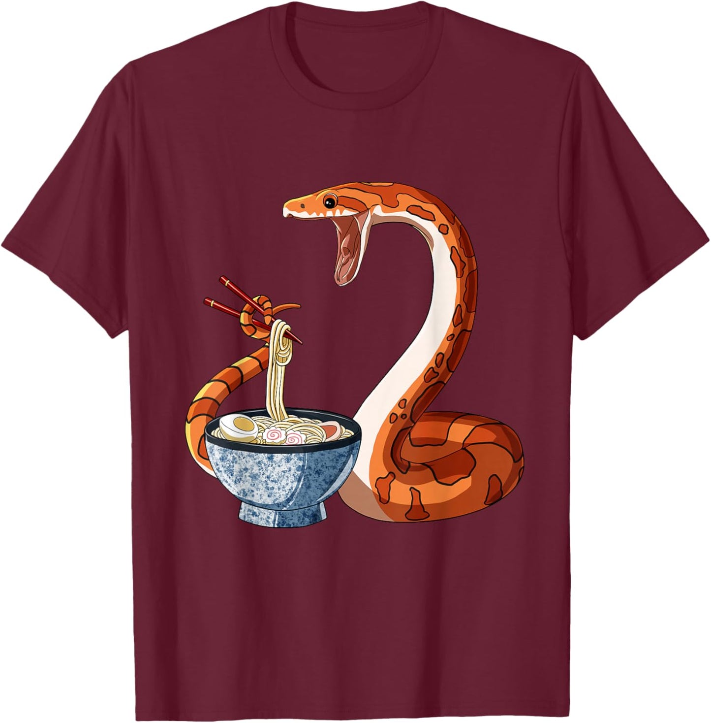 Funny Japanese Kawaii Ramen Corn Snake T-Shirt - T-Shirt | Maroon