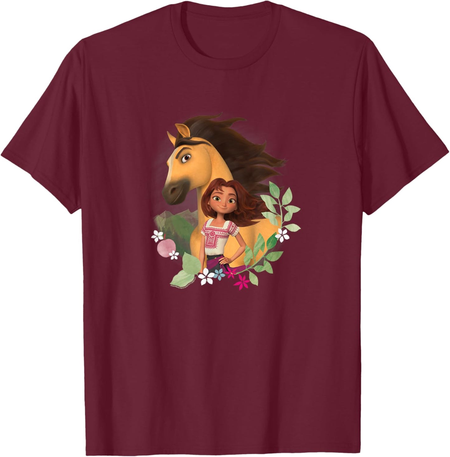 Spirit Untamed - Spirit and Lucky Foliage T-Shirt - T-Shirt | Maroon