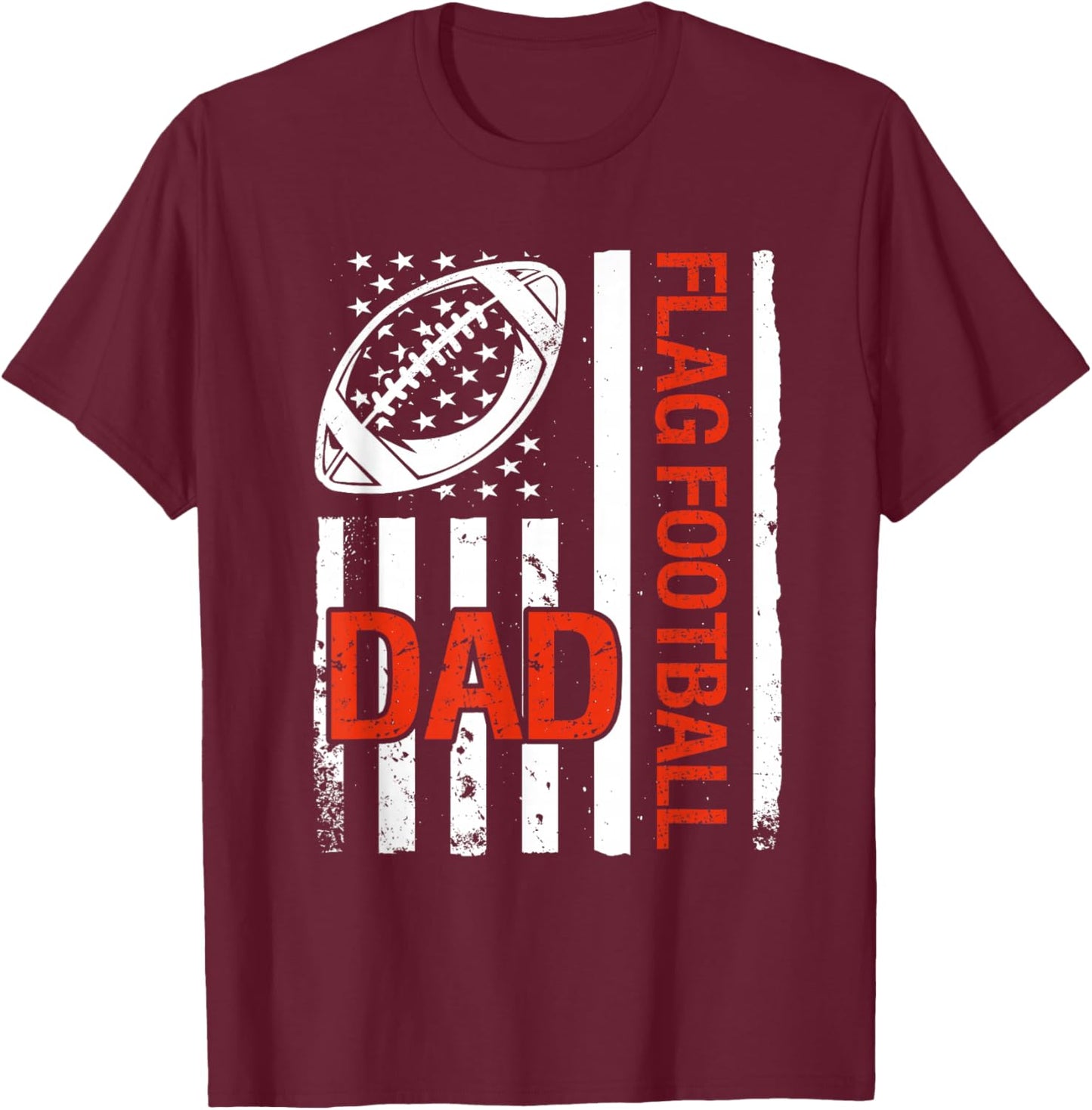 Flag Football Dad USA Flag T-Shirt - T-Shirt | Maroon