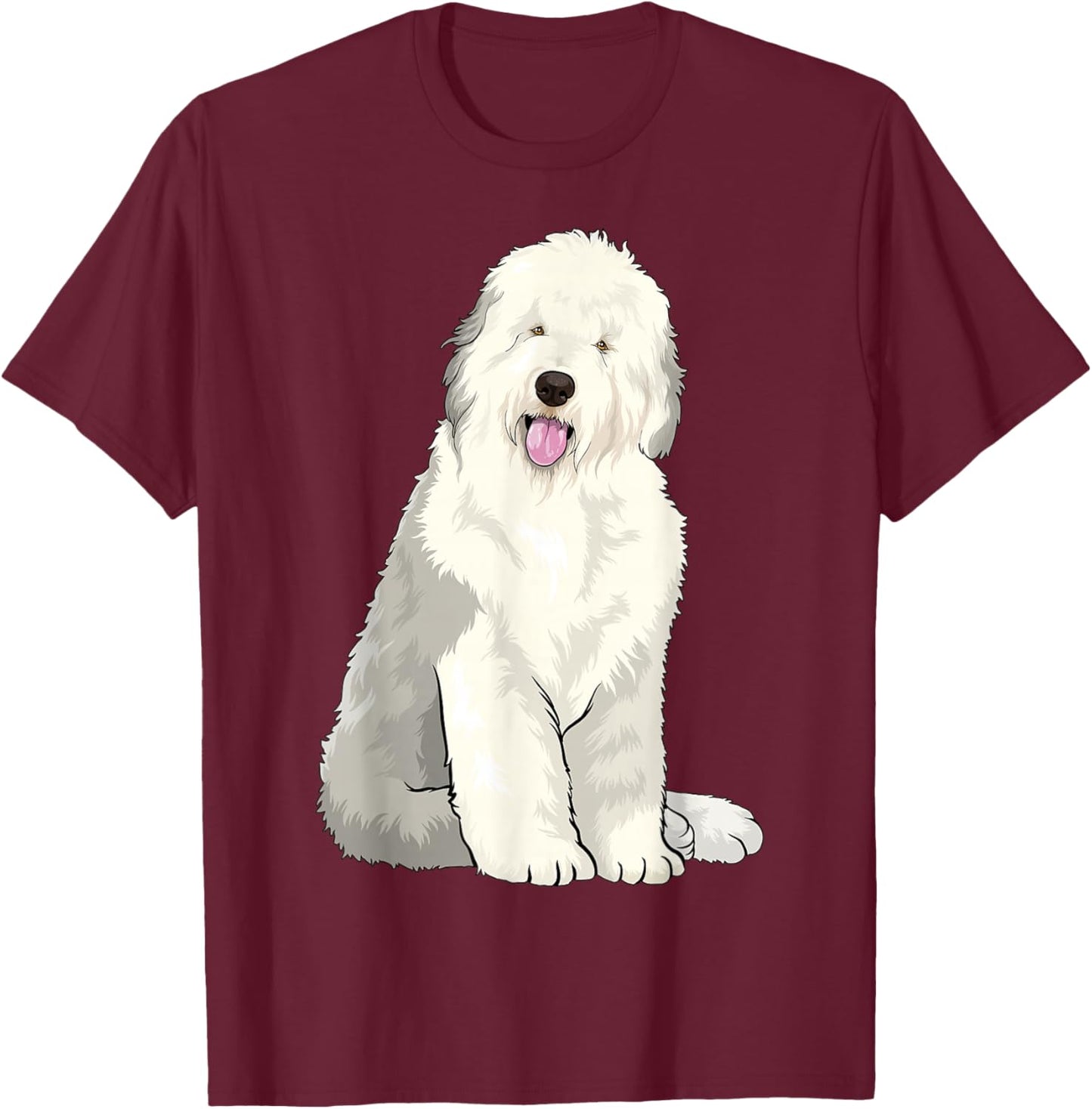 Old English Sheepdog Dog Lover Cute Puppy T-Shirt - T-Shirt | Maroon