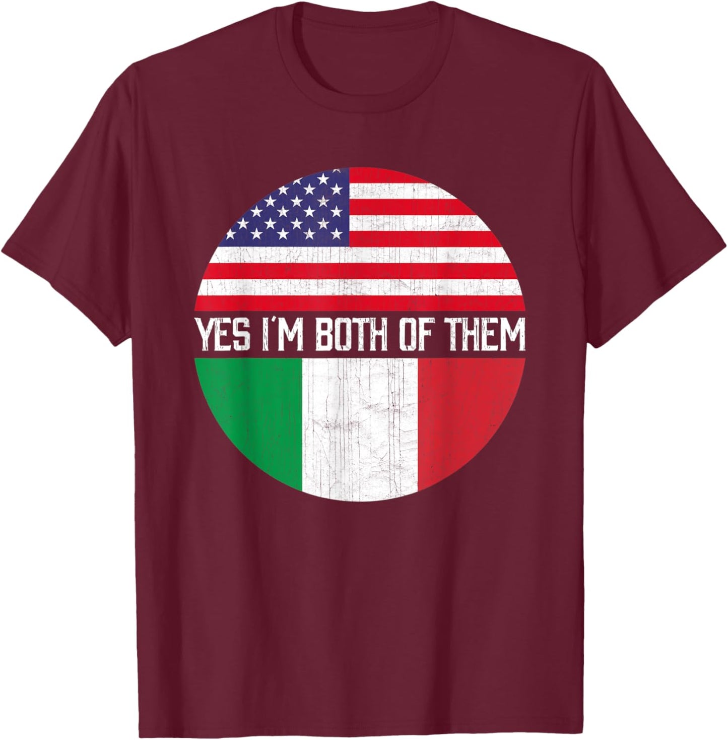 Half American Half Italian USA Flag Family Heritage Kids Men T-Shirt - T-Shirt | Maroon