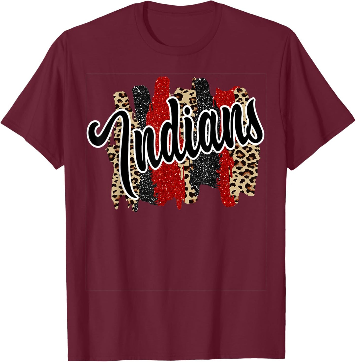 Indians Swash Red Black School Spirit T-Shirt - T-Shirt | Maroon