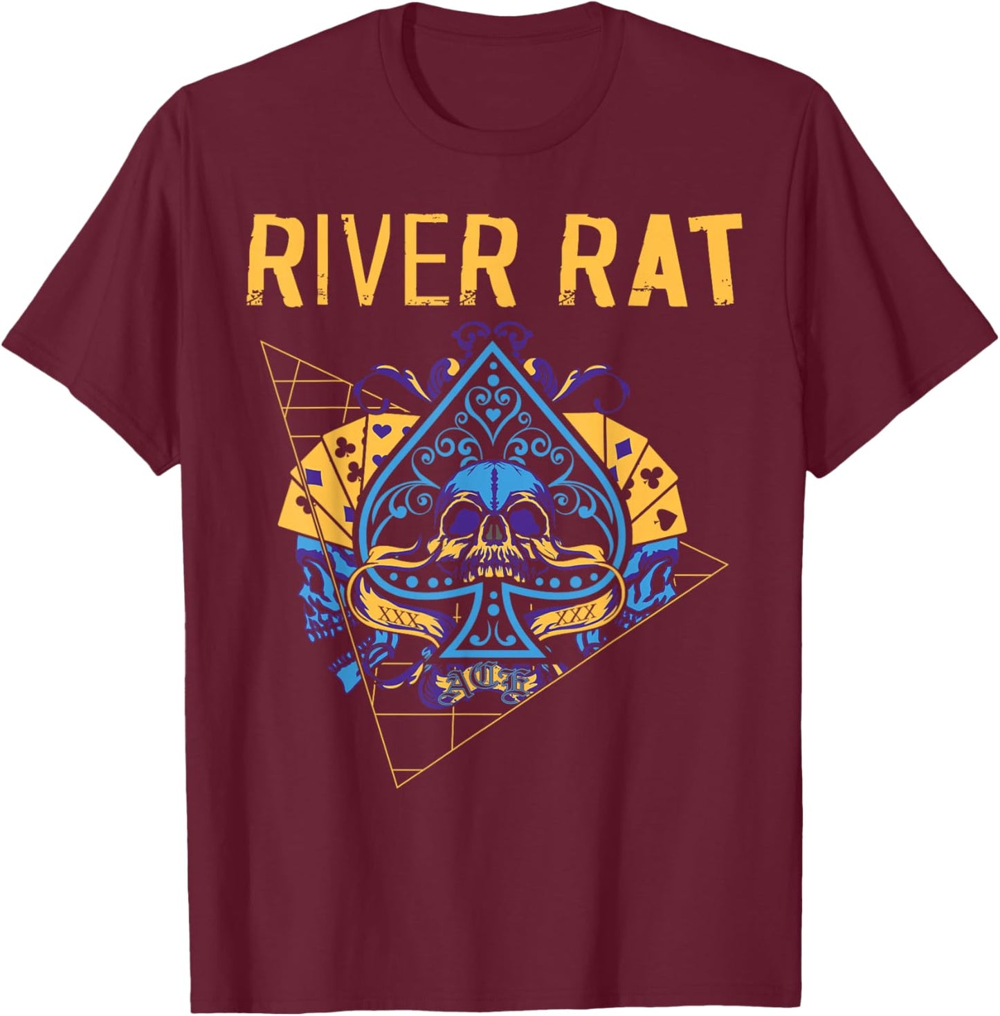 Poker Cards Vintage Spade River Rat T-Shirt - T-Shirt | Maroon