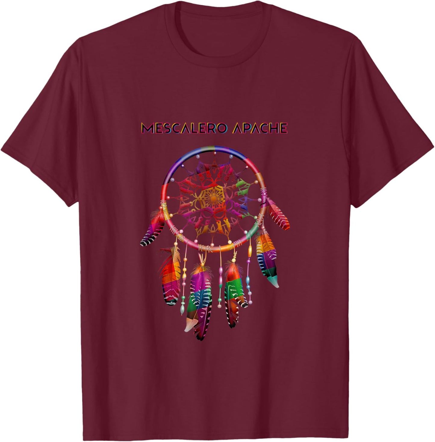MESCALERO APACHE Native Indian Colorful Dreamcatcher Tribe T-Shirt - T-Shirt | Maroon