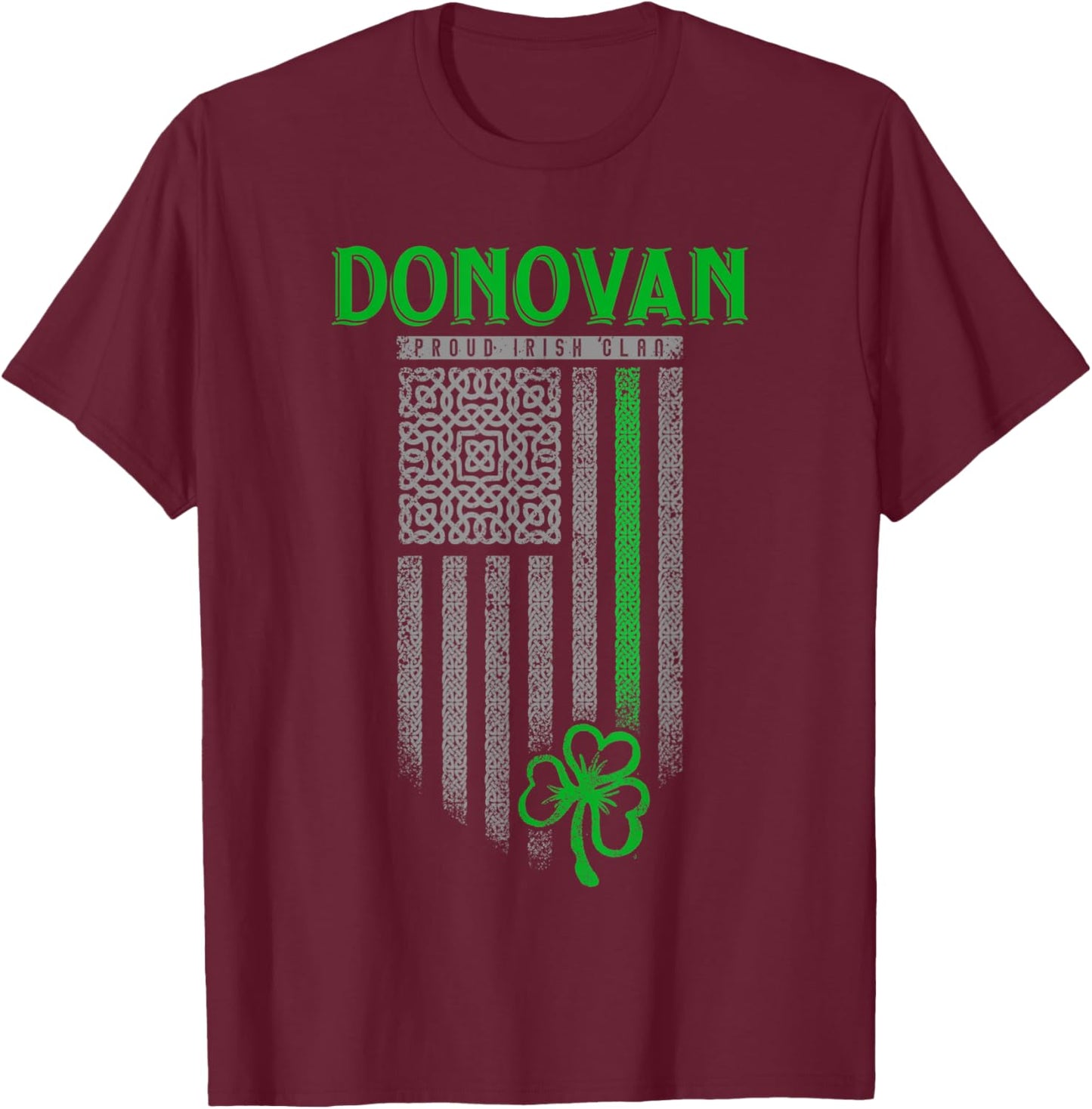Donovan Irish Heritage Shamrock USA Flag - Donovan Family Kids Men T-Shirt - T-Shirt | Maroon