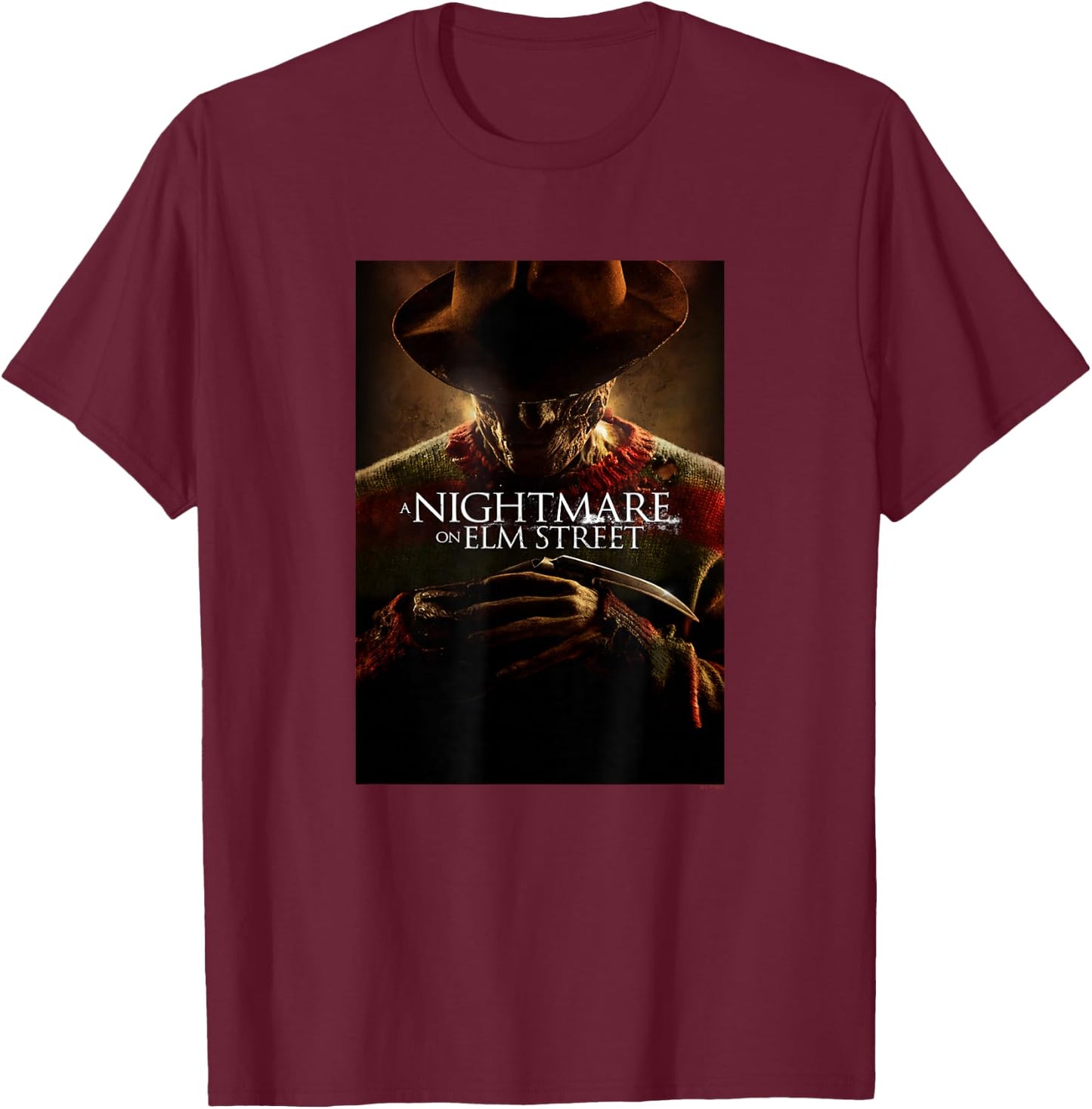 A Nightmare On Elm Street Halloween Freddy Krueger Poster T-Shirt - T-Shirt | Maroon