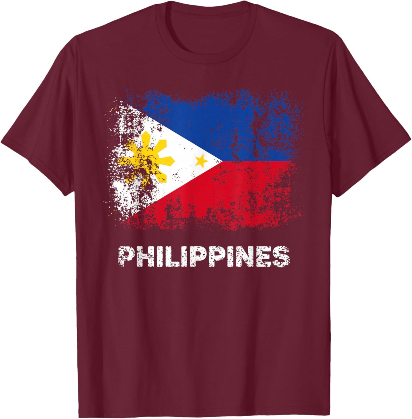 Philippine Flag Shirt Filipino Patriotic Philippines Flag T-Shirt - T-Shirt | Maroon