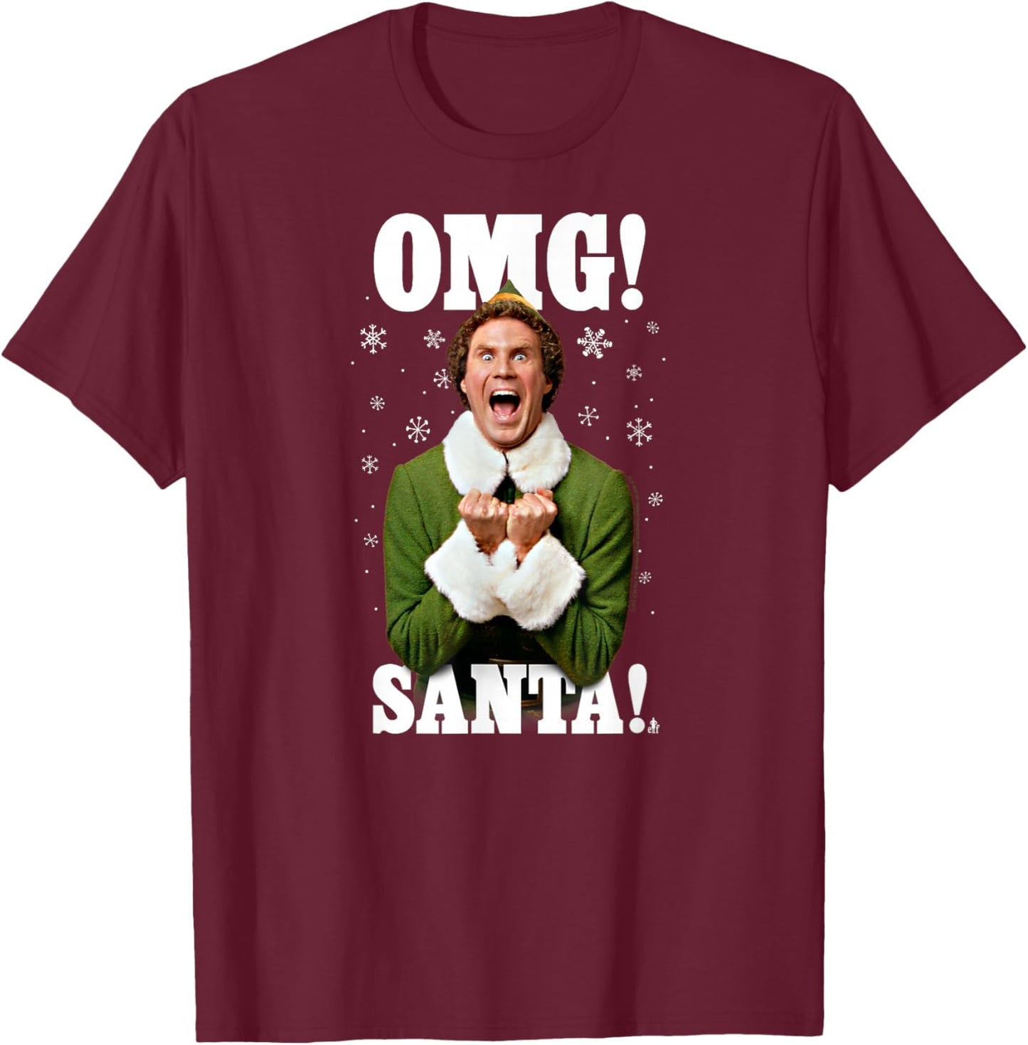 Elf OMG Santa Buddy The Elf Funny Christmas T-Shirt - T-Shirt | Maroon