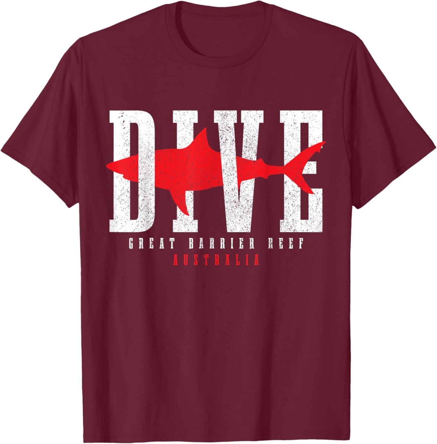 Great Barrier Reef Australia Diving Shark Diver T-Shirt - T-Shirt | Maroon